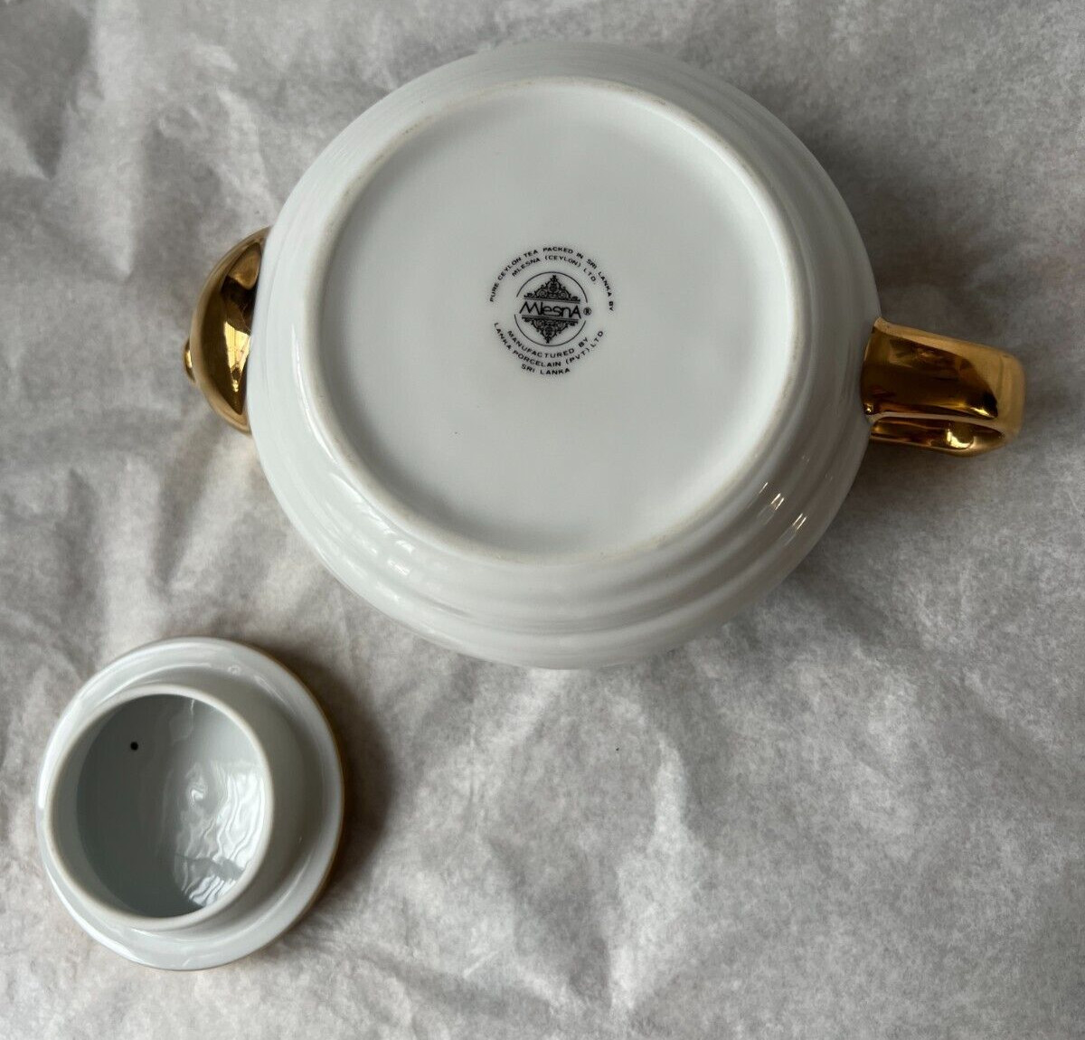 Mlesna Teapot - Gold and White - Sri Lanka Porcelain - 2 Cups - Image 8