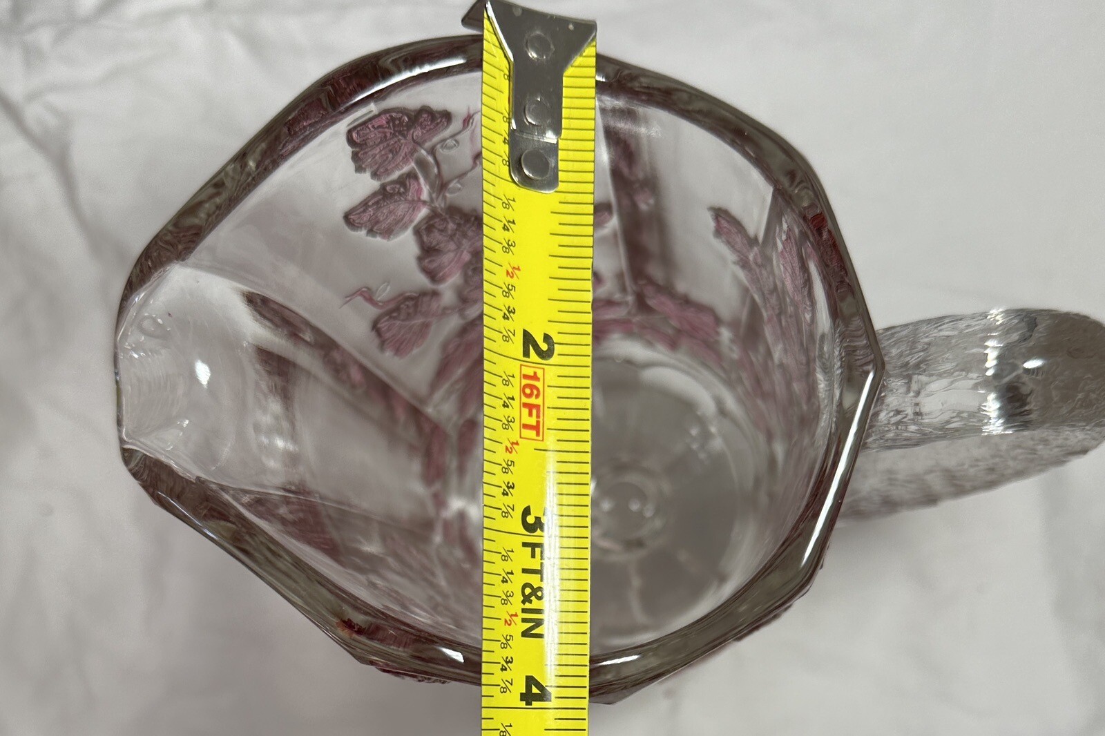 Westmoreland Glass Footed Pitcher - Paneled Purple Grape Leaf - Immaculate - Image 13