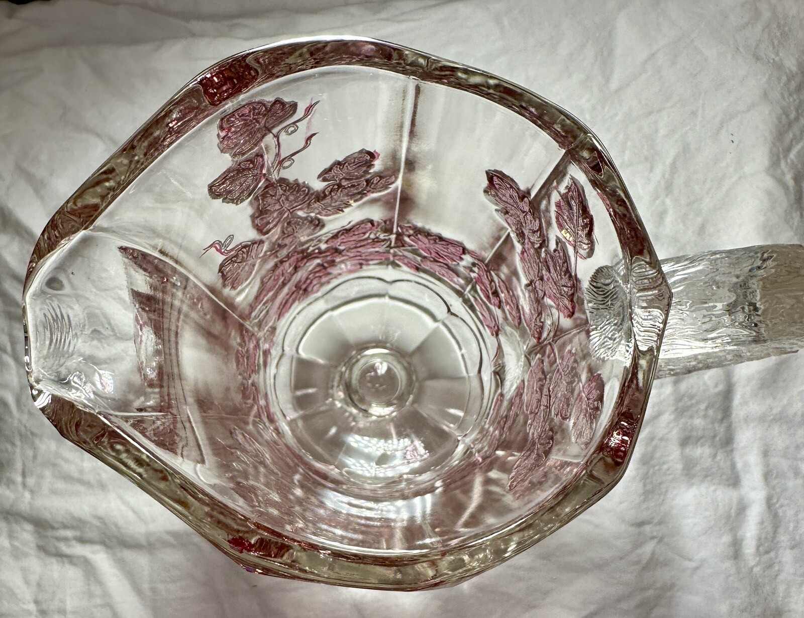 Westmoreland Glass Footed Pitcher - Paneled Purple Grape Leaf - Immaculate - Image 14