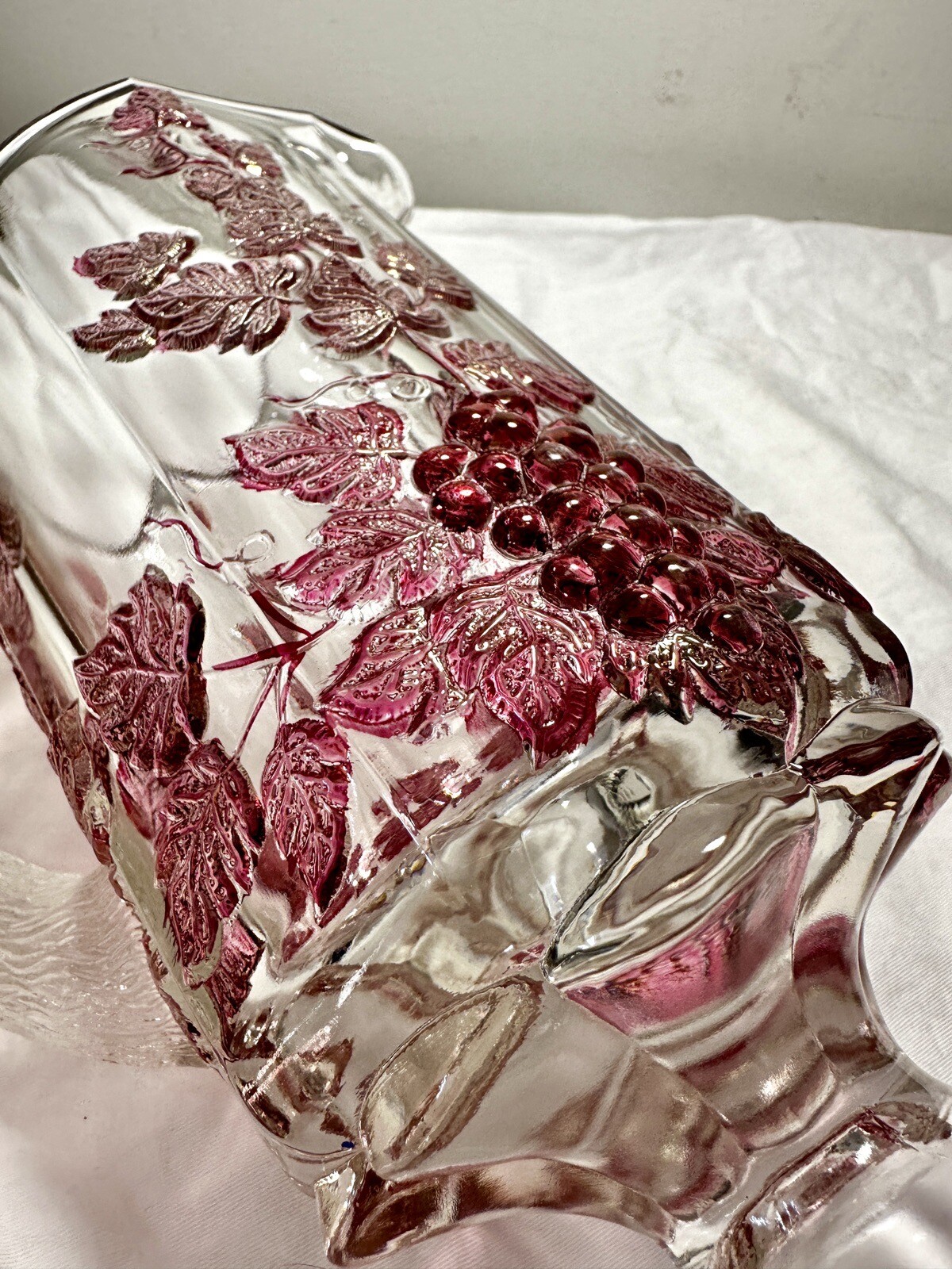 Westmoreland Glass Footed Pitcher - Paneled Purple Grape Leaf - Immaculate - Image 15