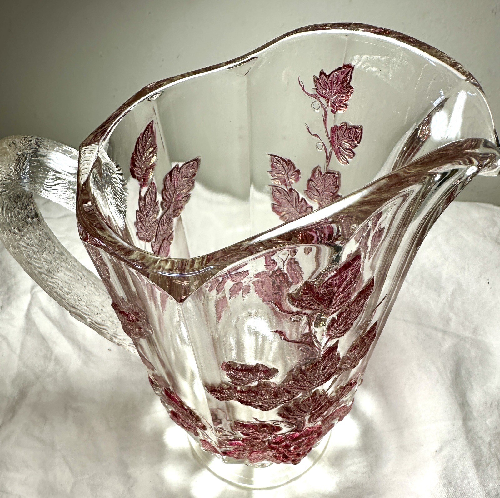 Westmoreland Glass Footed Pitcher - Paneled Purple Grape Leaf - Immaculate - Image 2