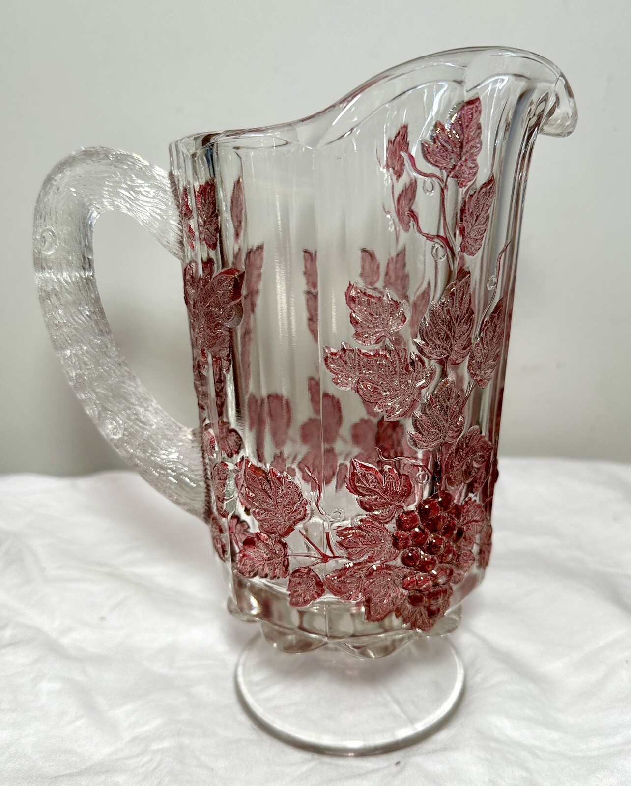 Westmoreland Glass Footed Pitcher - Paneled Purple Grape Leaf - Immaculate - Image 3