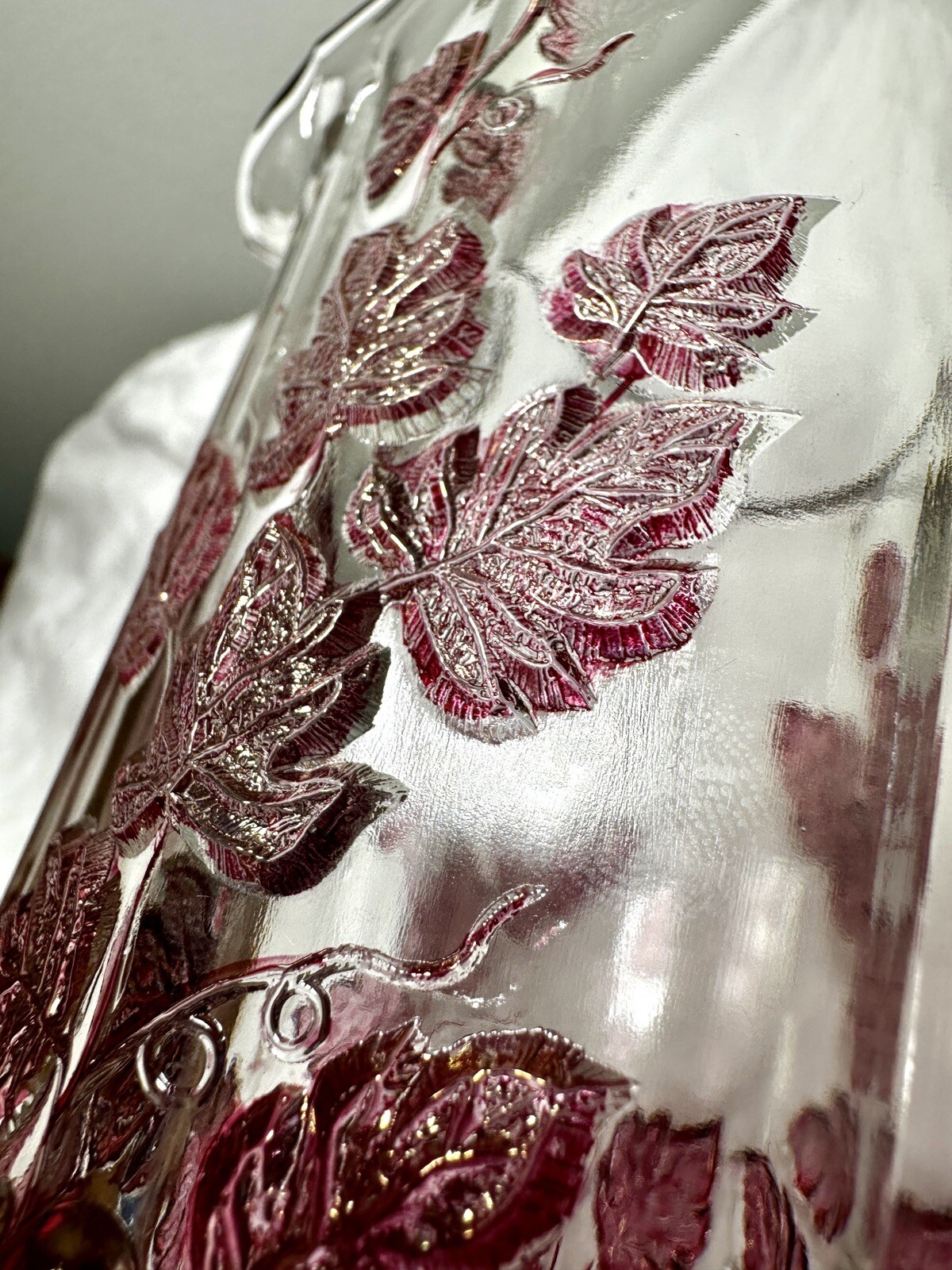 Westmoreland Glass Footed Pitcher - Paneled Purple Grape Leaf - Immaculate - Image 8