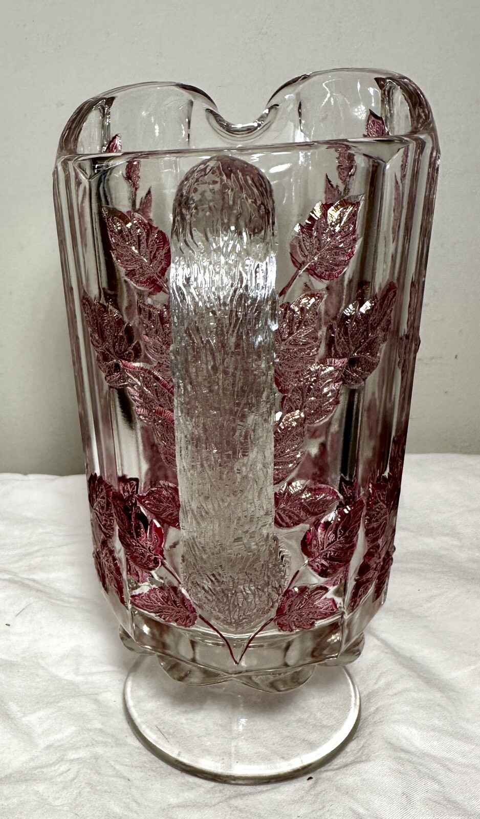 Westmoreland Glass Footed Pitcher - Paneled Purple Grape Leaf - Immaculate - Image 9