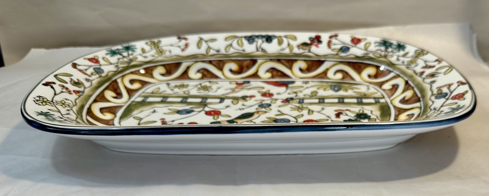 Temptations by Tara Birds Palms Ovenware 14” X 9.5” Serving Tray / Platter MINT - Image 2
