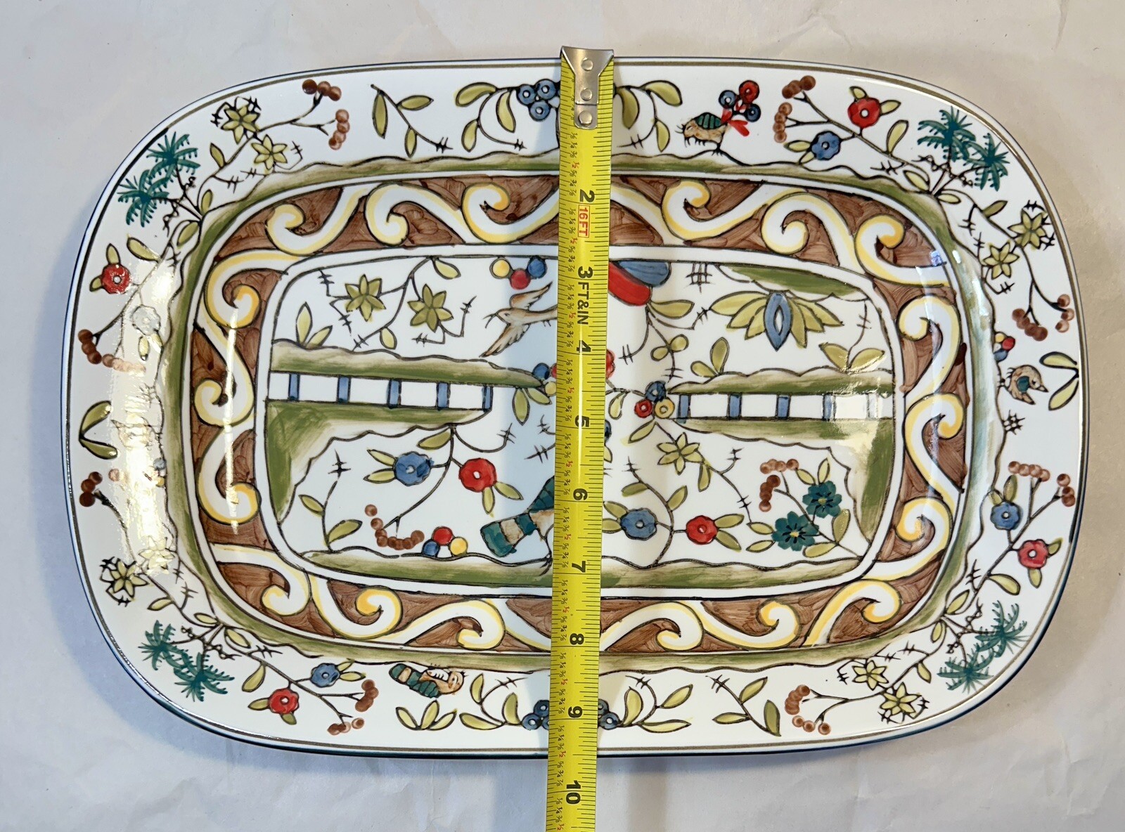 Temptations by Tara Birds Palms Ovenware 14” X 9.5” Serving Tray / Platter MINT - Image 7