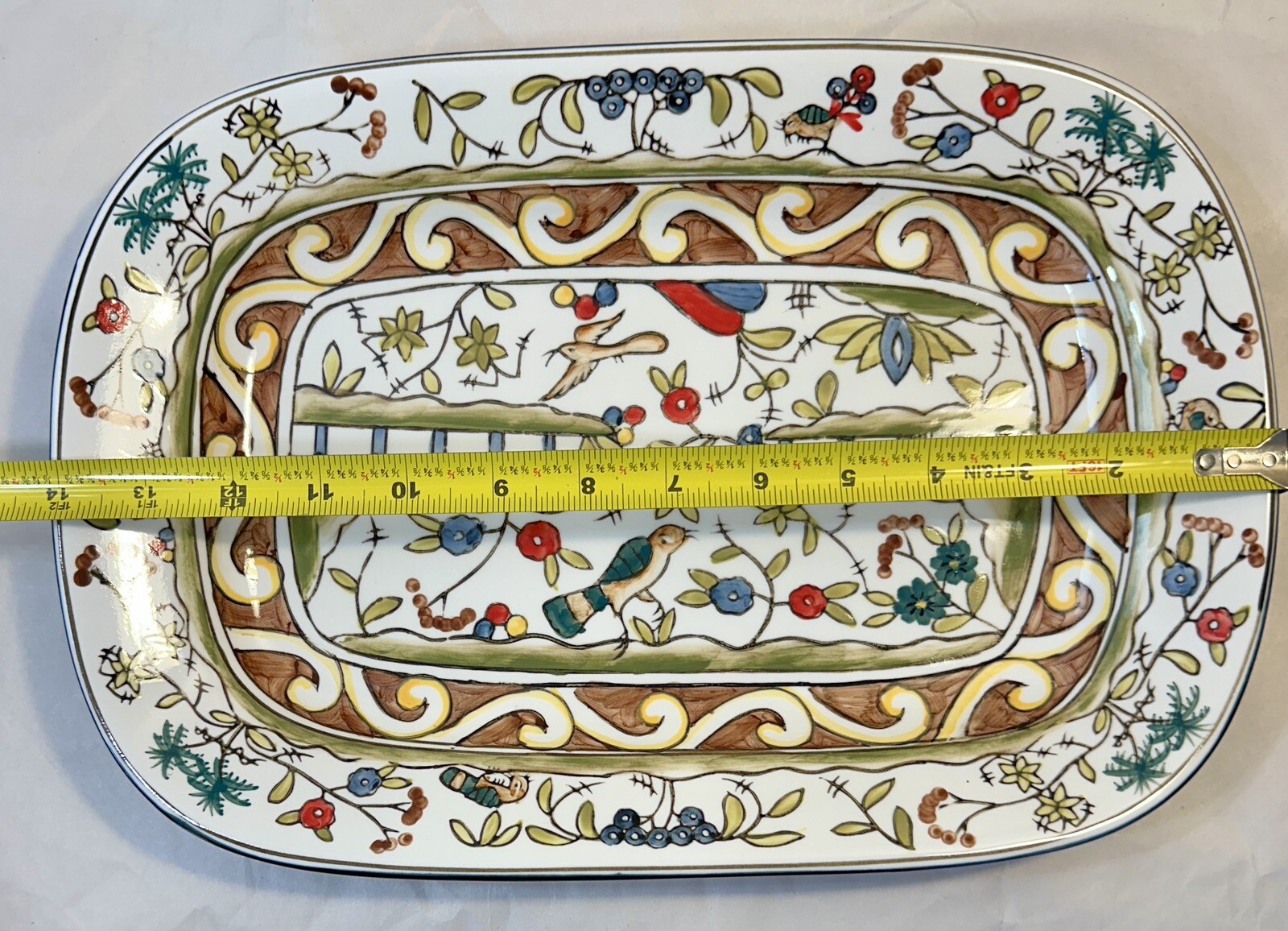 Temptations by Tara Birds Palms Ovenware 14” X 9.5” Serving Tray / Platter MINT - Image 8