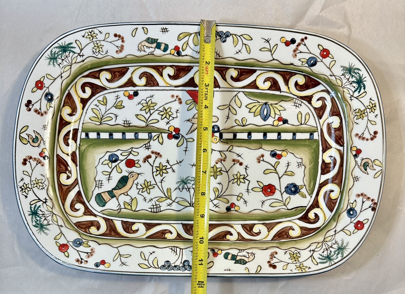 Temptations by Tara Birds Palms Ovenware 17” X 11.5” Serving Tray / Platter MINT - Image 4