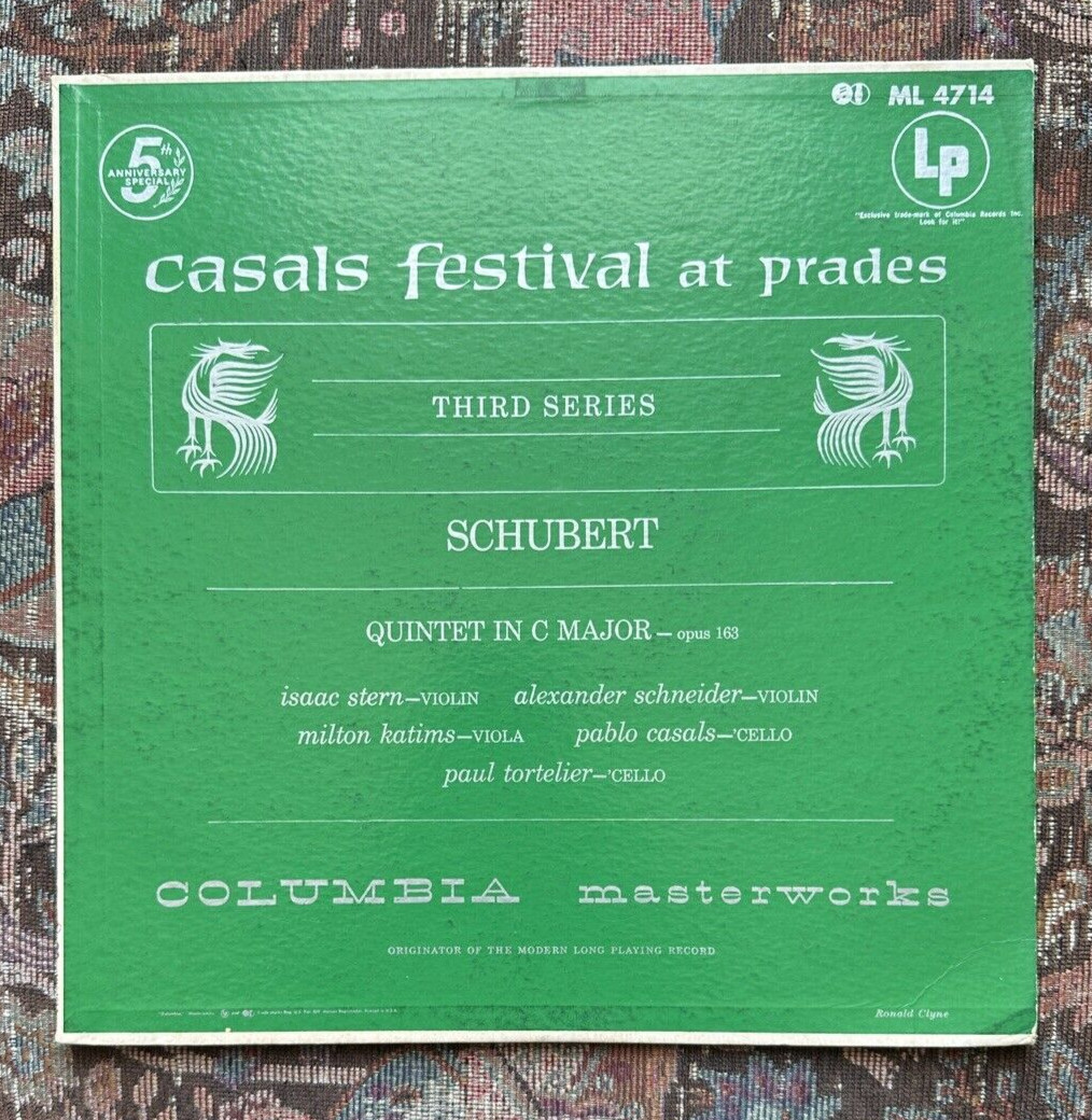 Schubert Quintet In C Major Op 163 - Casals Festival ML 4714 - Six Eye