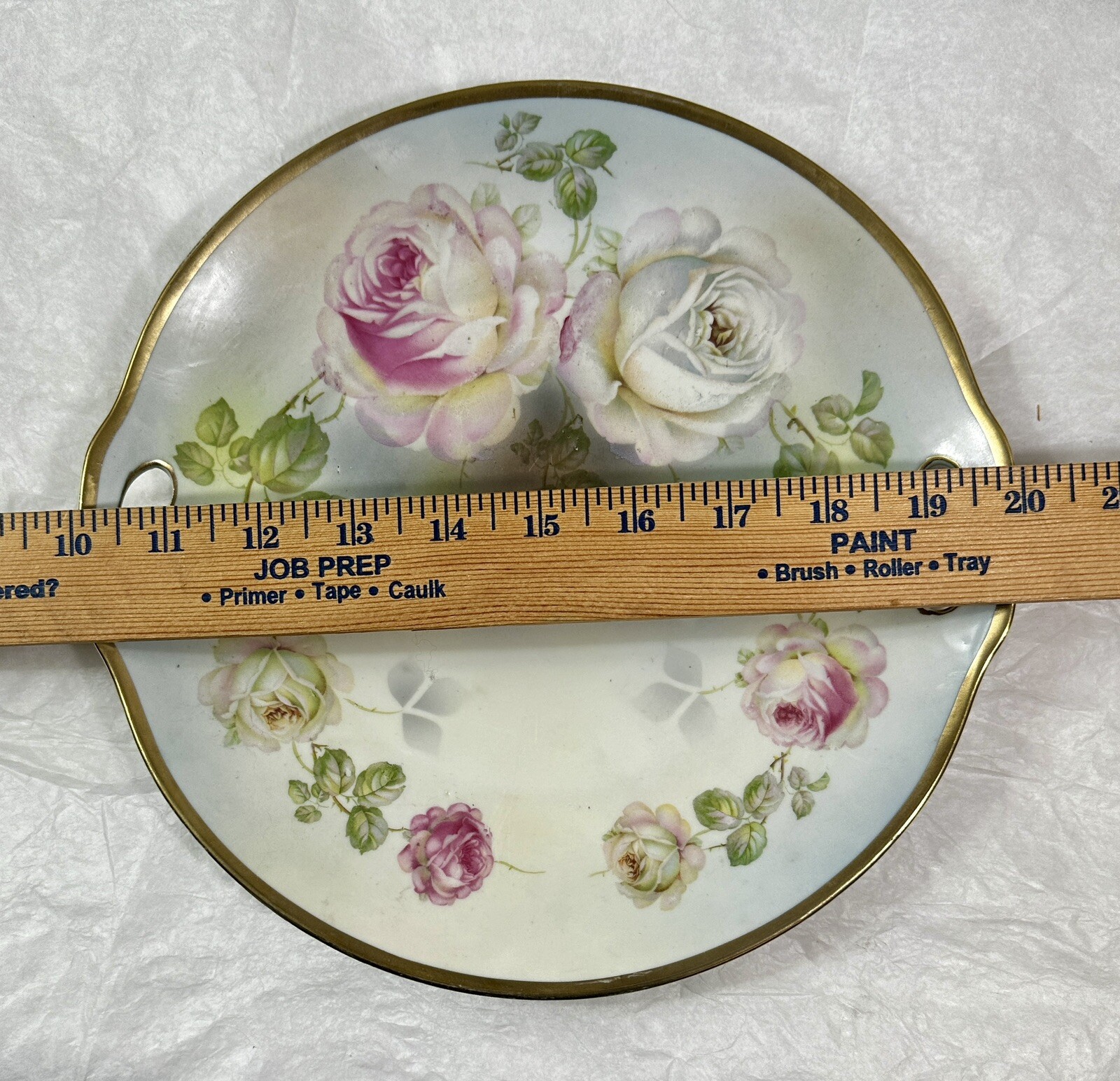 Vintage Prussia Hand Painted Roses Porcelain Serving Plate/Platter - 10" - Image 1