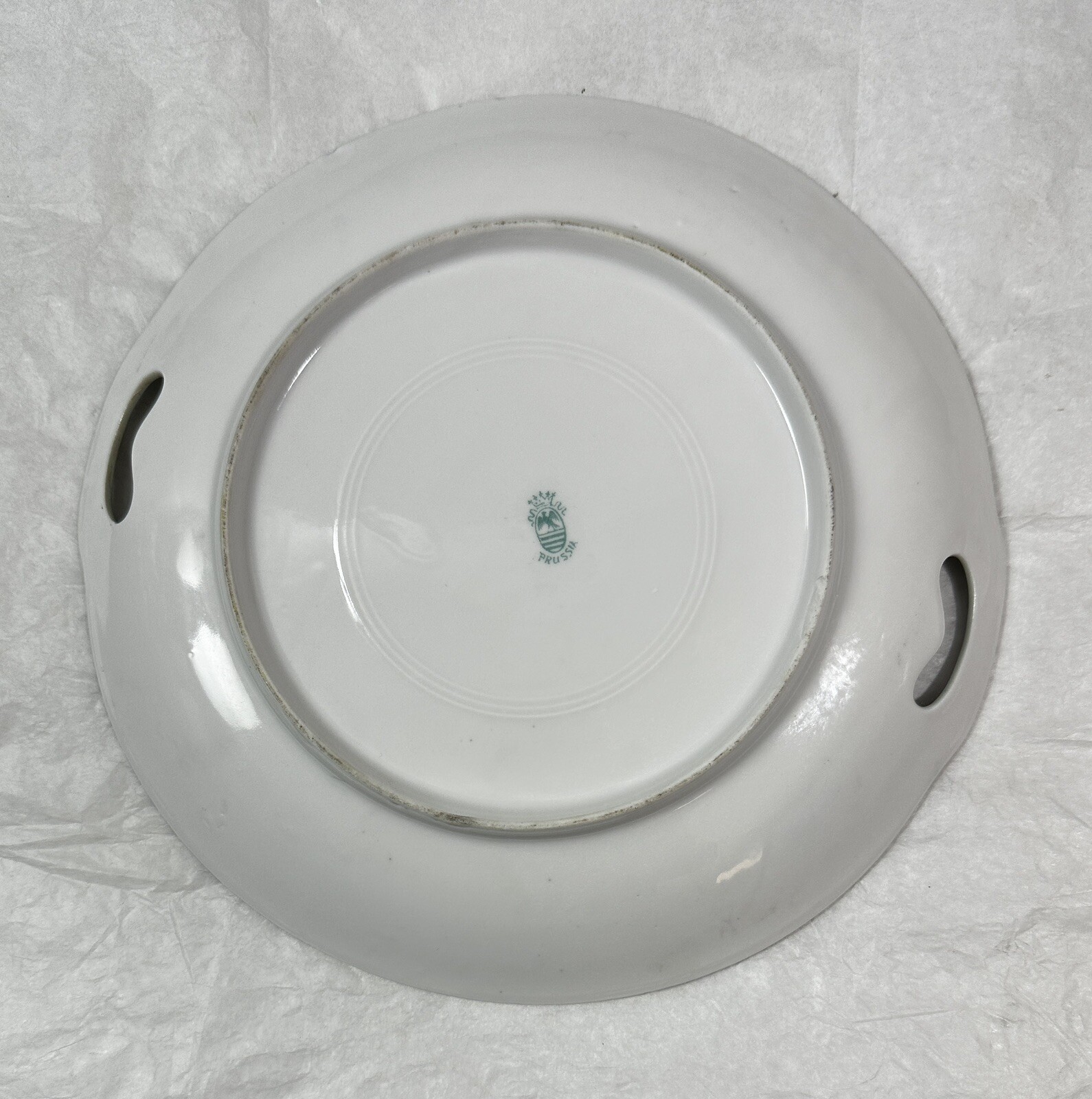 Vintage Prussia Hand Painted Roses Porcelain Serving Plate/Platter - 10" - Image 2