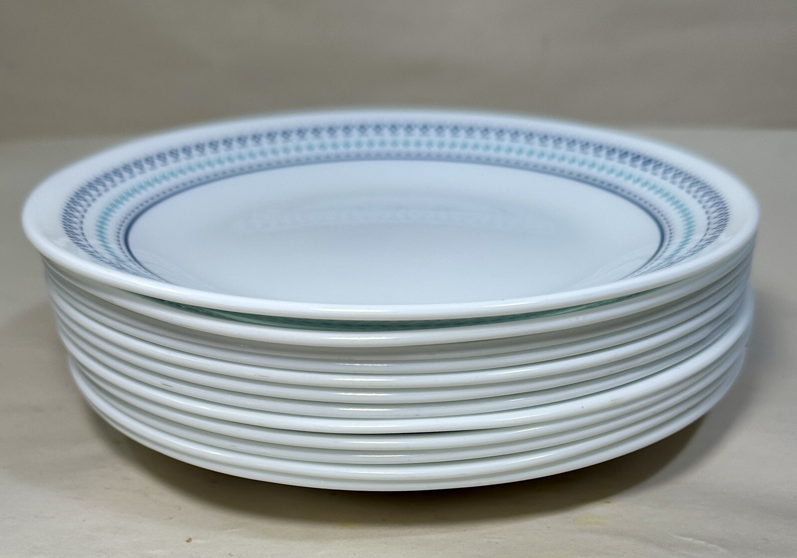 Six (6) Corelle Folk Stitch Salad / Bread / Dessert Plates - 6 ¾" - Unboxed - Image 1