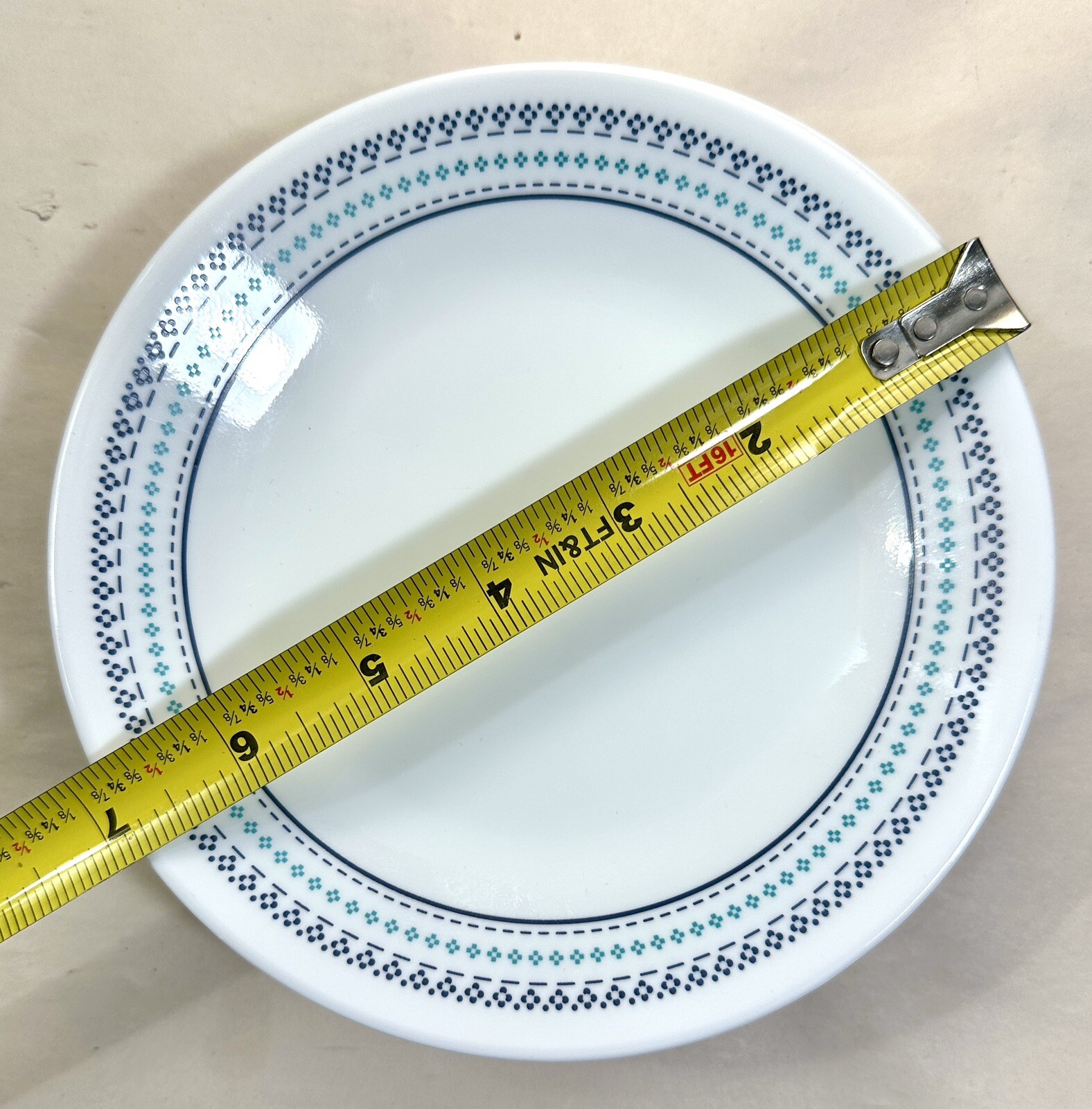 Six (6) Corelle Folk Stitch Salad / Bread / Dessert Plates - 6 ¾" - Unboxed - Image 3