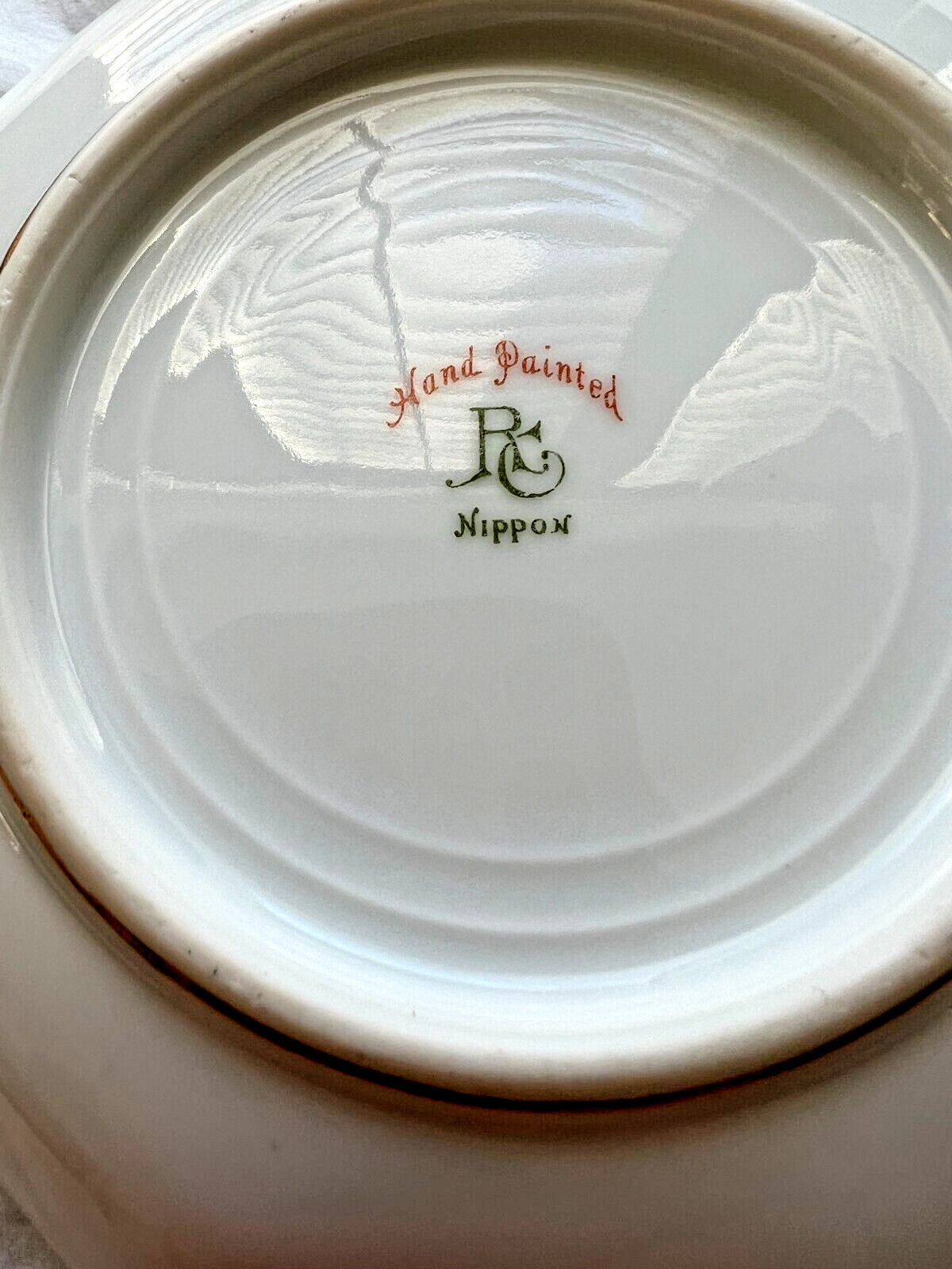 Vintage Nippon Japan Hand Painted Double Handle Candy Dish Bowl - Image 4