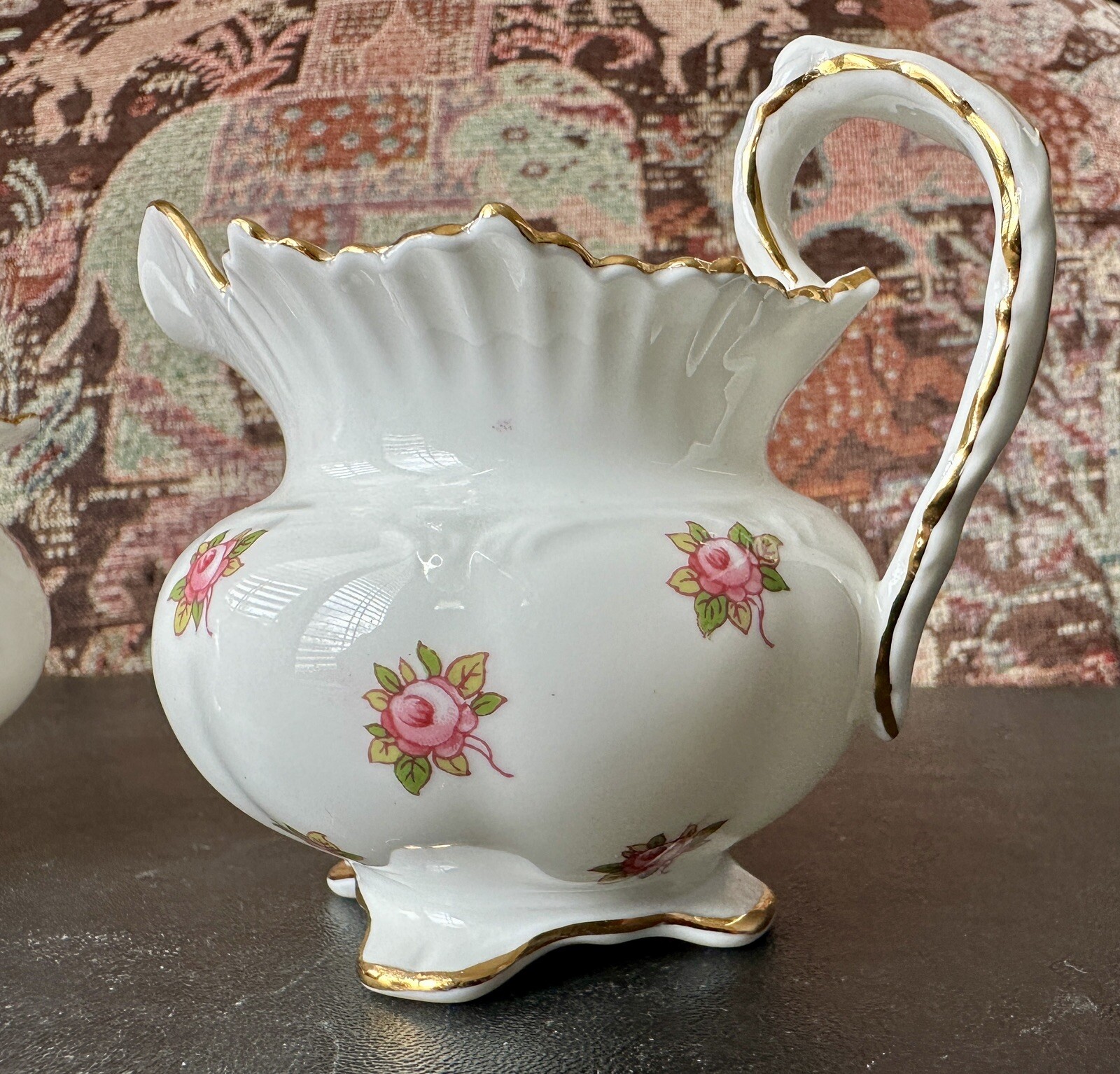 Aynsley Hathaway Bone China Creamer and Open Sugar Bowl 1969B - UK - Immaculate - Image 3