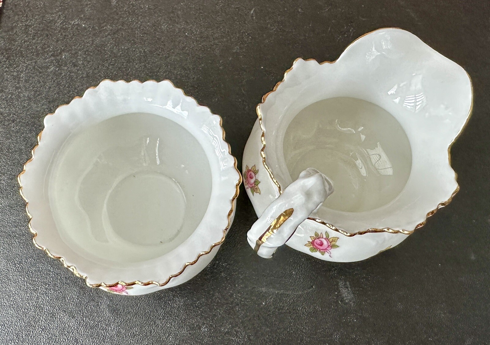Aynsley Hathaway Bone China Creamer and Open Sugar Bowl 1969B - UK - Immaculate - Image 4