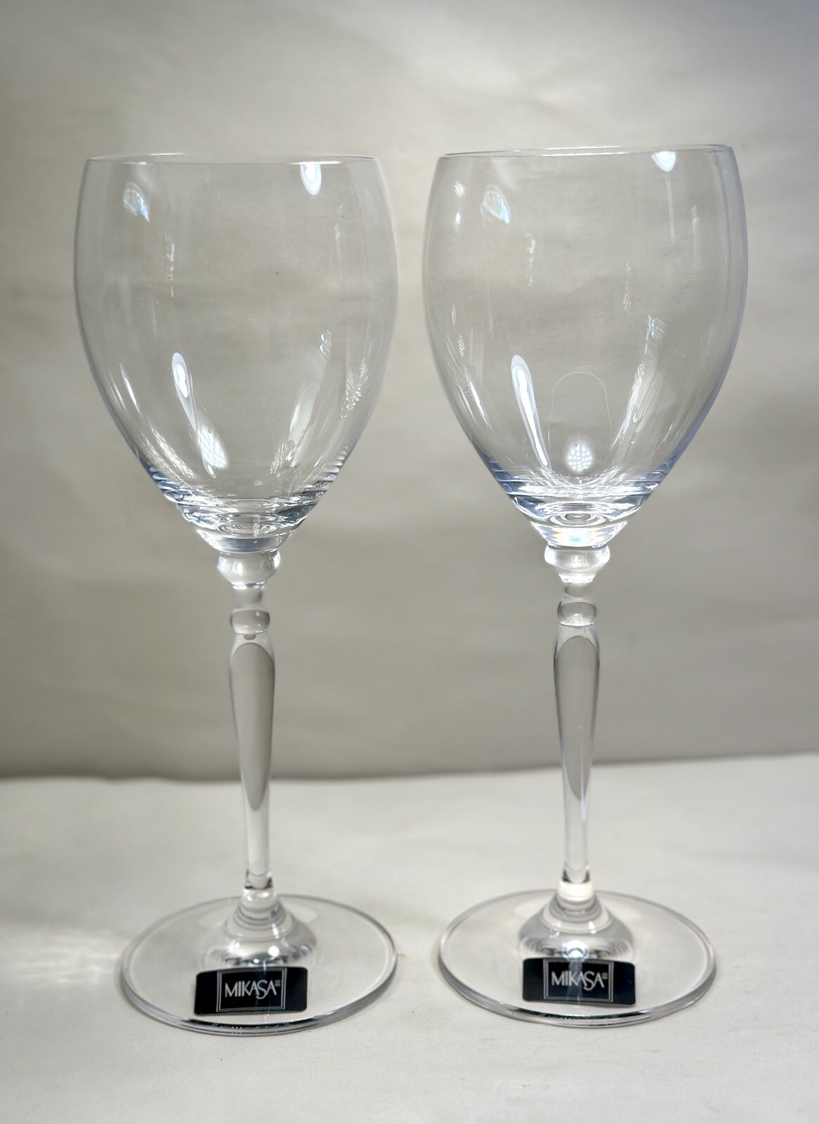Two (2) Mikasa Venezia Crystal Water Goblets - 9 1/8" - Sticker on Base - Unused