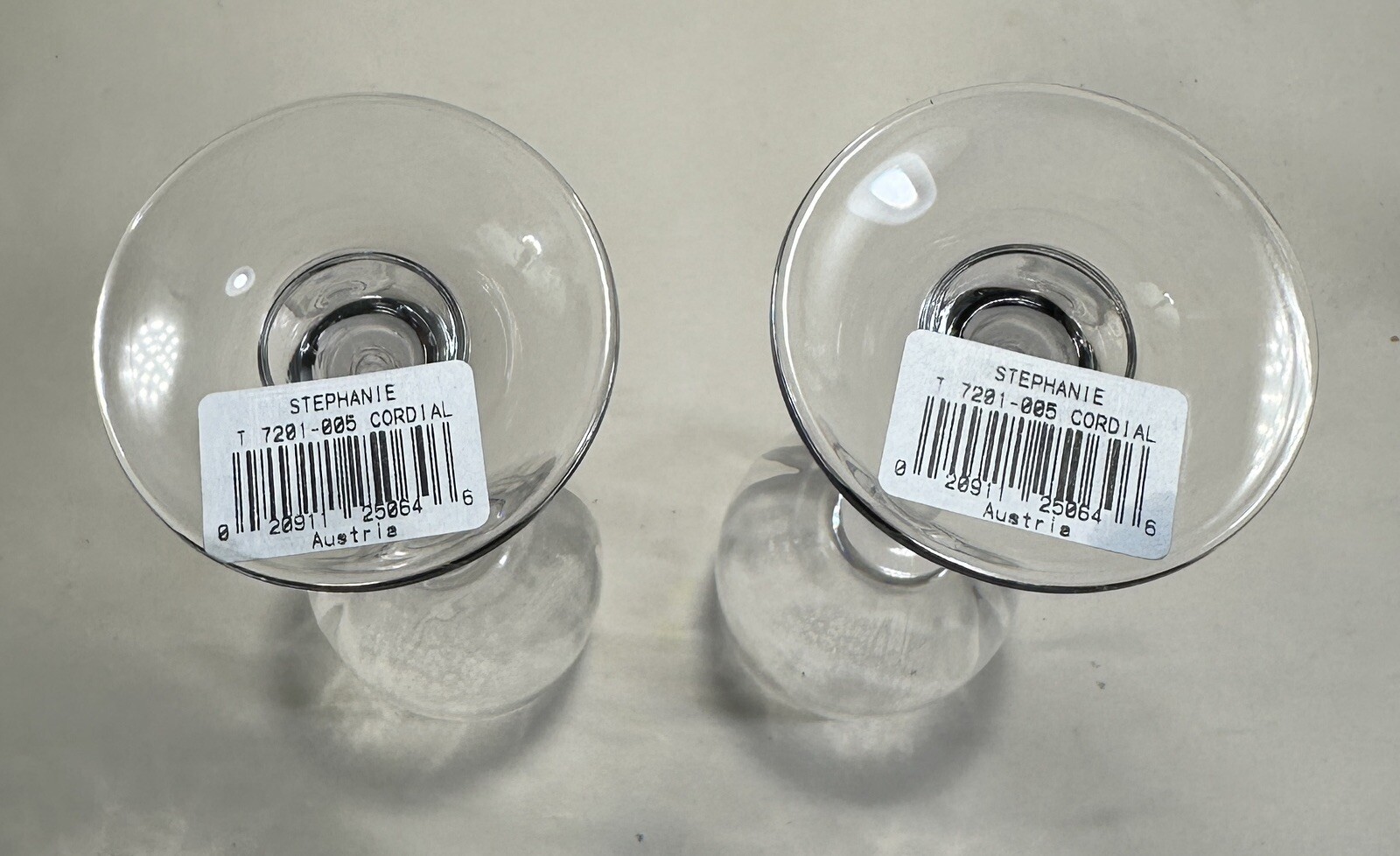 Two Mikasa Crystal Stephanie Cordial Glasses - Austria - 6” - Stickers on Base - Image 1