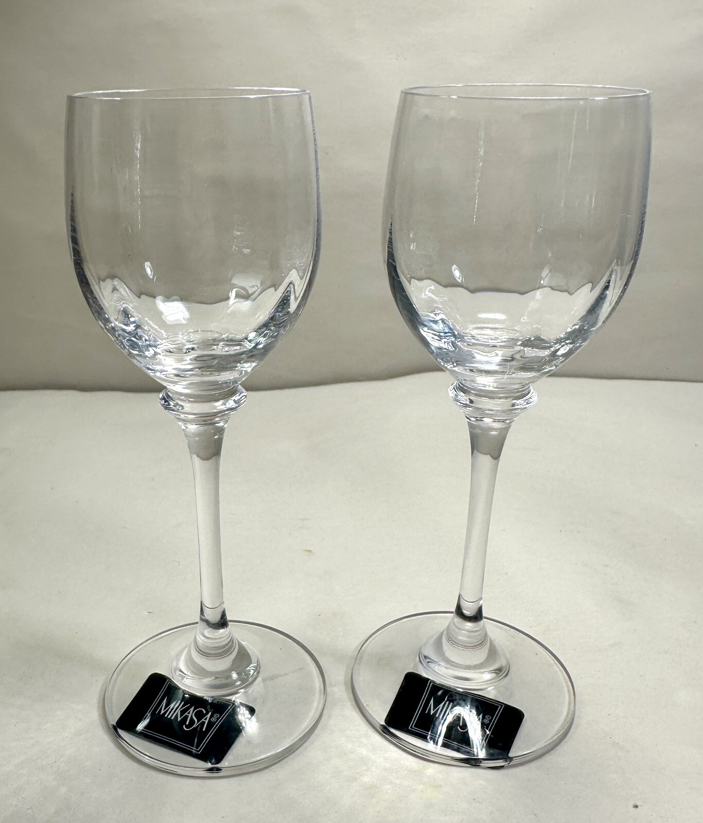 Two Mikasa Crystal Stephanie Cordial Glasses - Austria - 6” - Stickers on Base