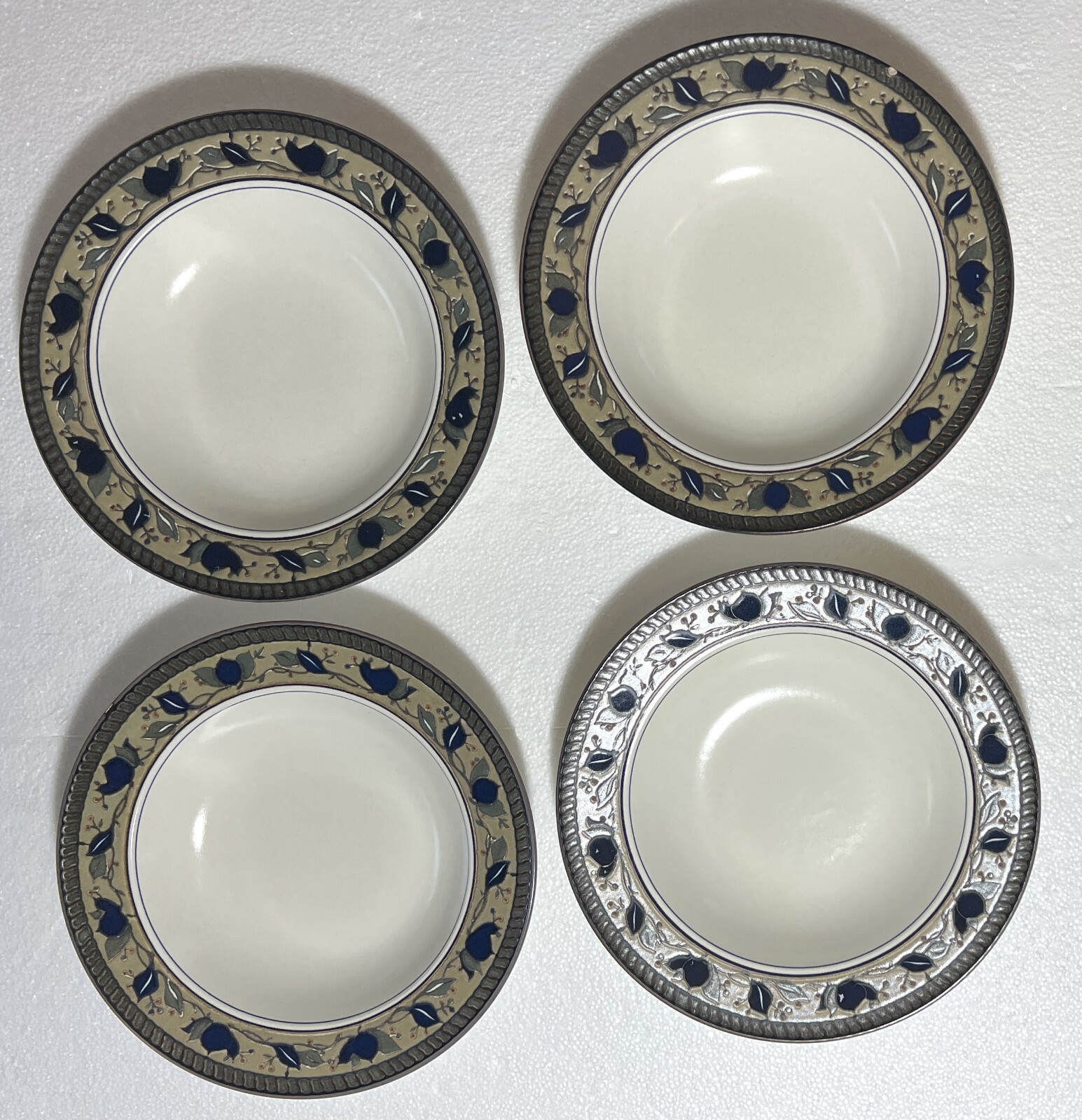 Four (4) Mikasa Intaglio CAC01 Arabella Rim Soup Bowls 9.25" - Japan