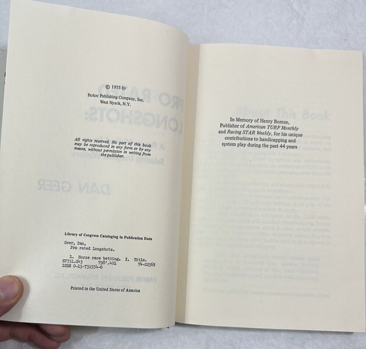 Dan Geer - Pro Rated Longshots - 1975 1st Ed. - Horse Race Betting - Vintage - Image 3