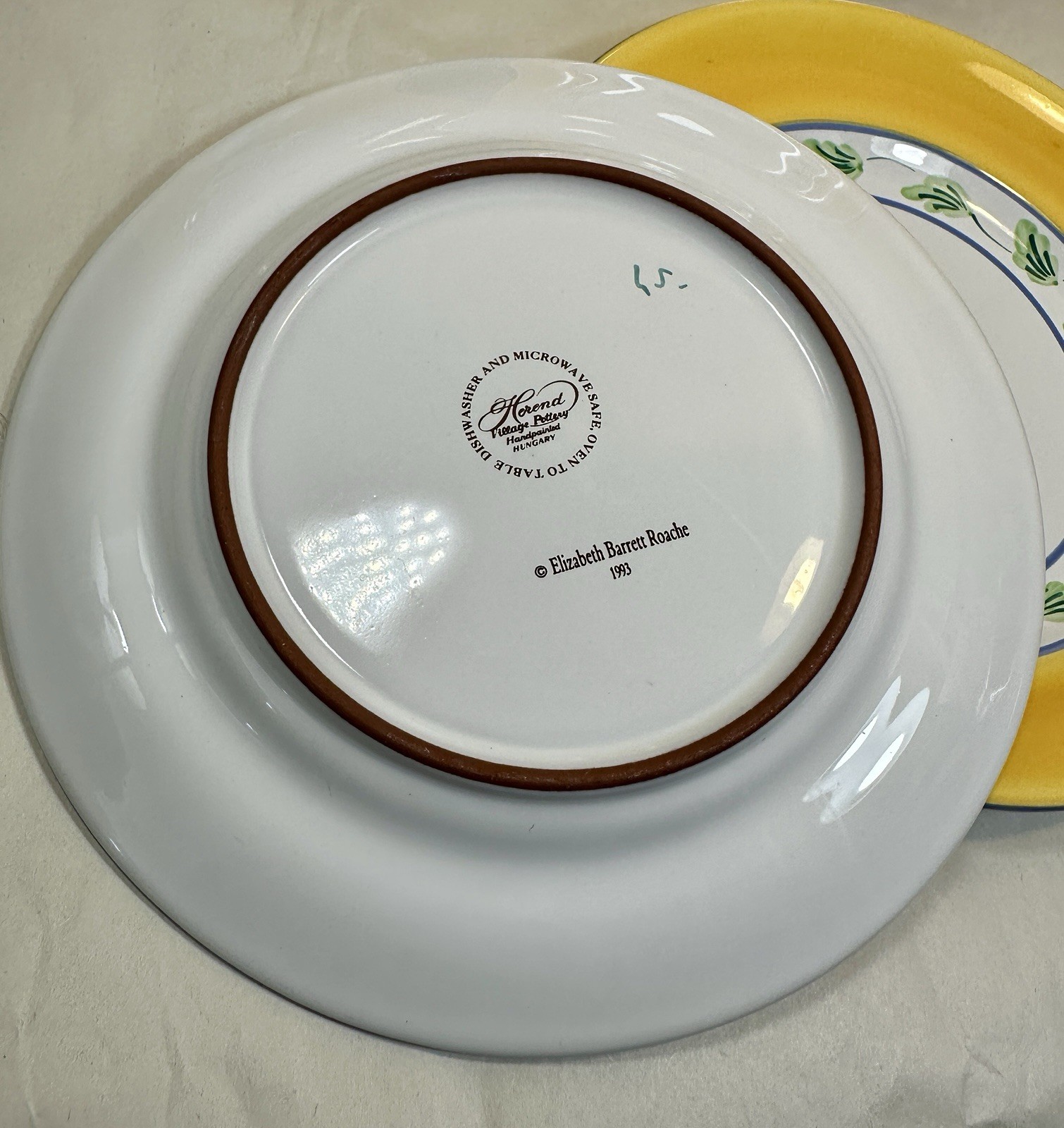 Set Of 4 Herend Village Pottery Salad Plates — Elizabeth Barrett Roache - Image 2