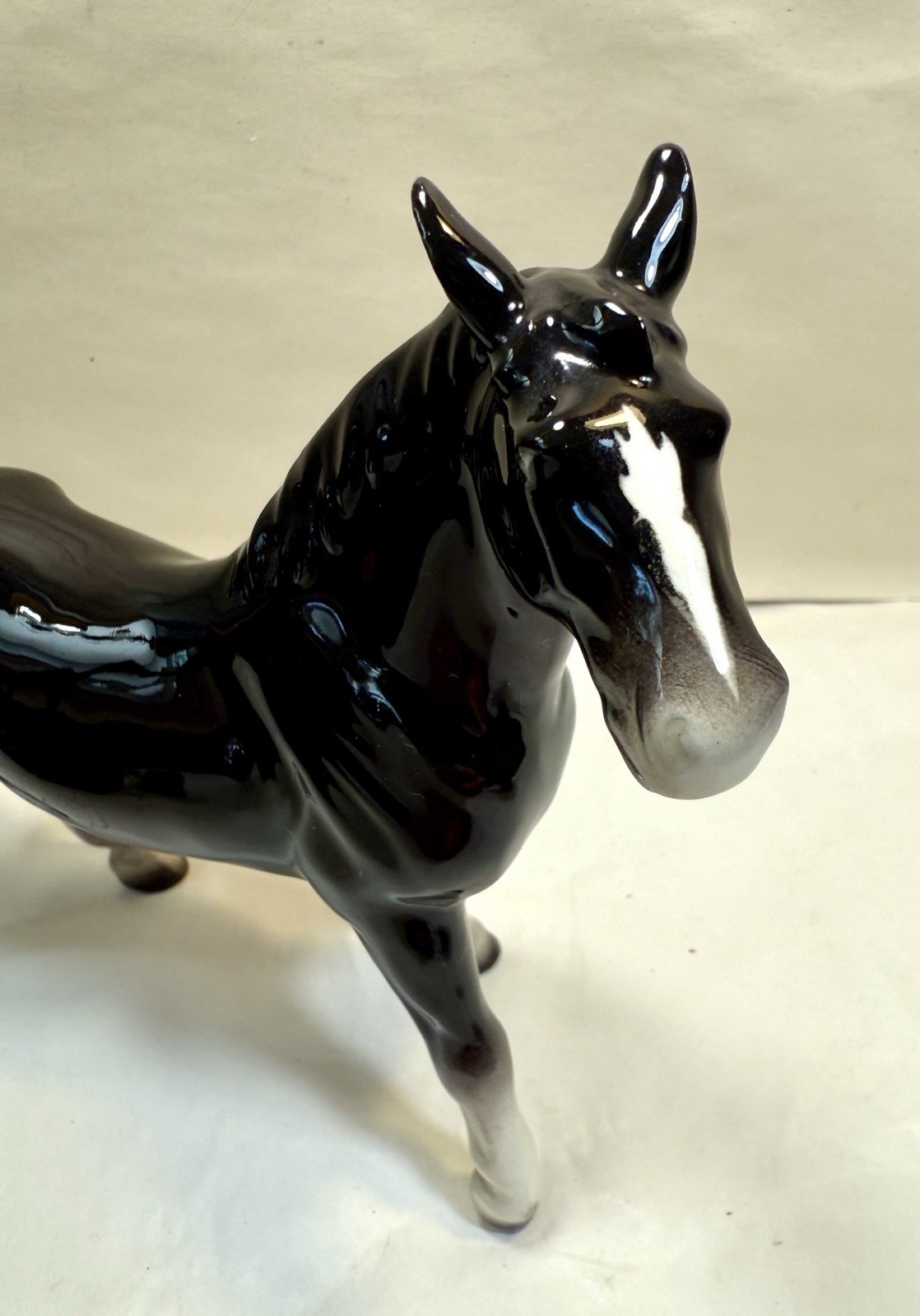 Registered Coronet Porcelain Pony / Horse - Black  w/ White Blaze - Immaculate - Image 2