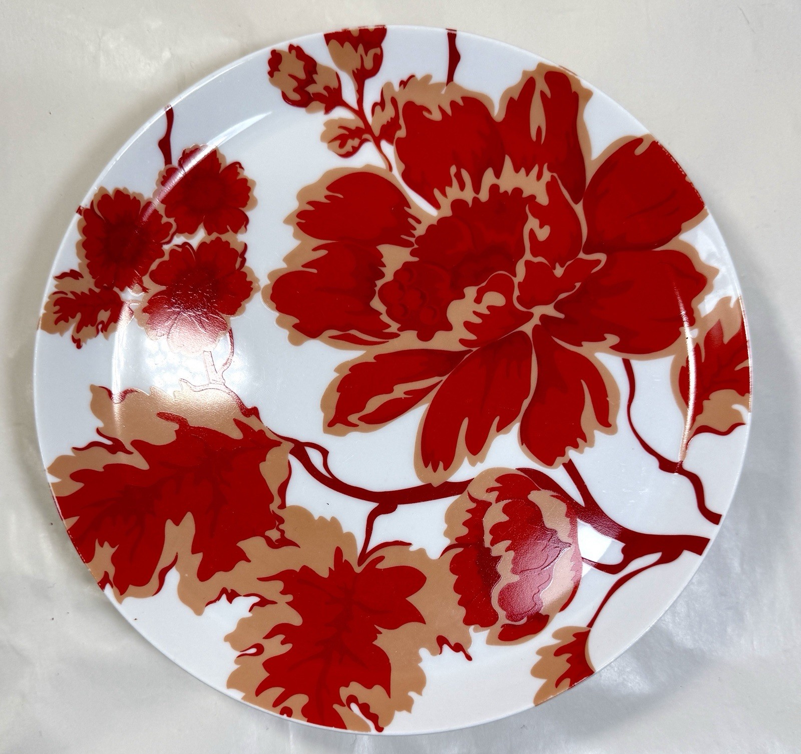 Set of 7 (Seven) Home Carmine Blossom Salad Plates - 8-3/8" - Image 1