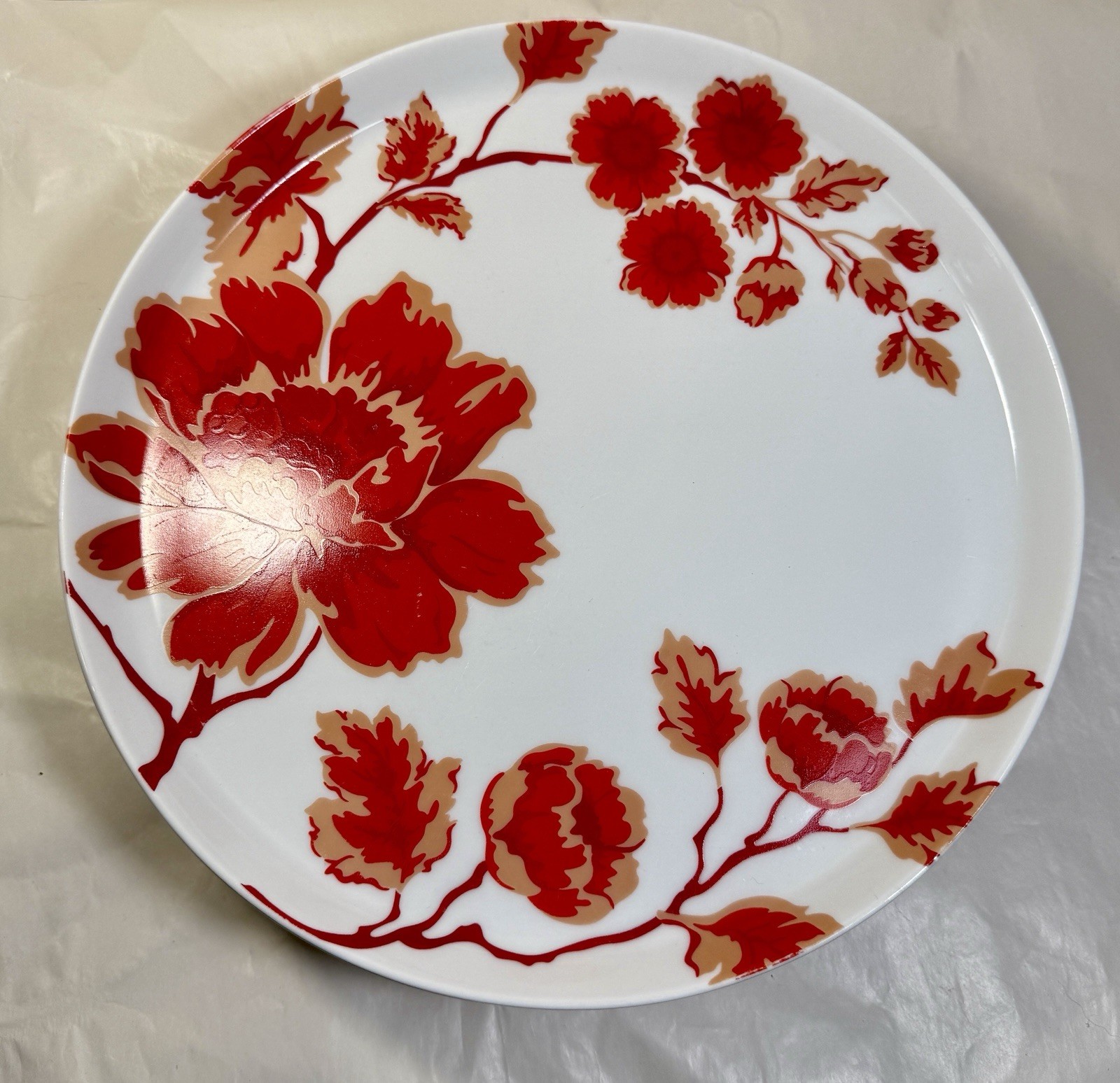 One Home Carmine Blossom Dinner Plate - 10-1/2" - Lightly Used, EUC - Image 1