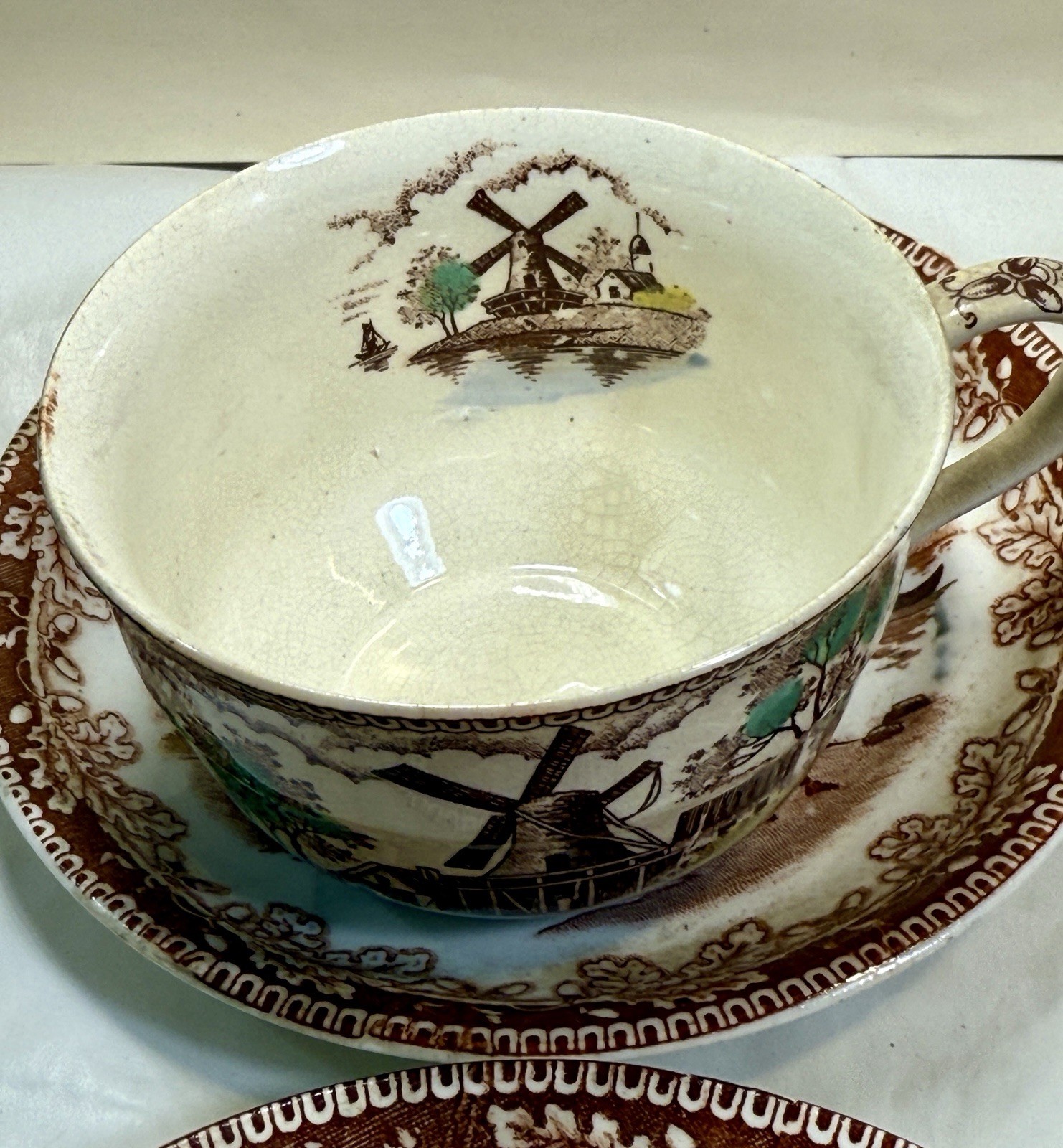 Set of Four Tea Cups & Saucers Holland Windmill / Sailing Boats - Japan - Image 11