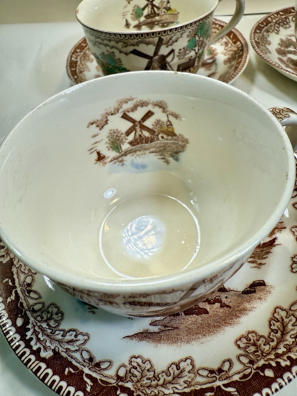 Set of Four Tea Cups & Saucers Holland Windmill / Sailing Boats - Japan - Image 10