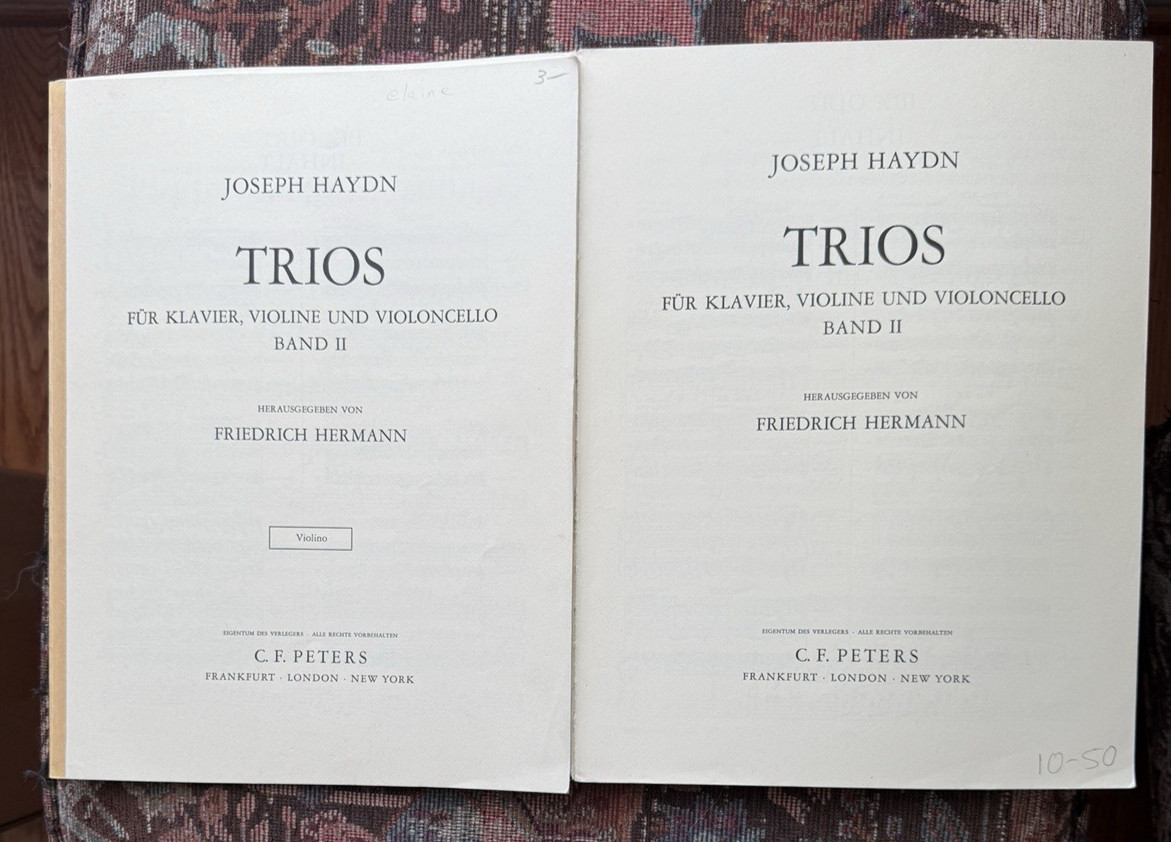 Haydn Trios Volume II No. 192b - Edition Peters - Piano and Violin Parts - Image 2
