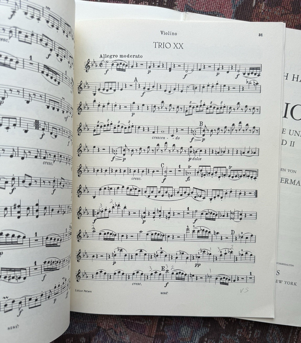 Haydn Trios Volume II No. 192b - Edition Peters - Piano and Violin Parts - Image 3