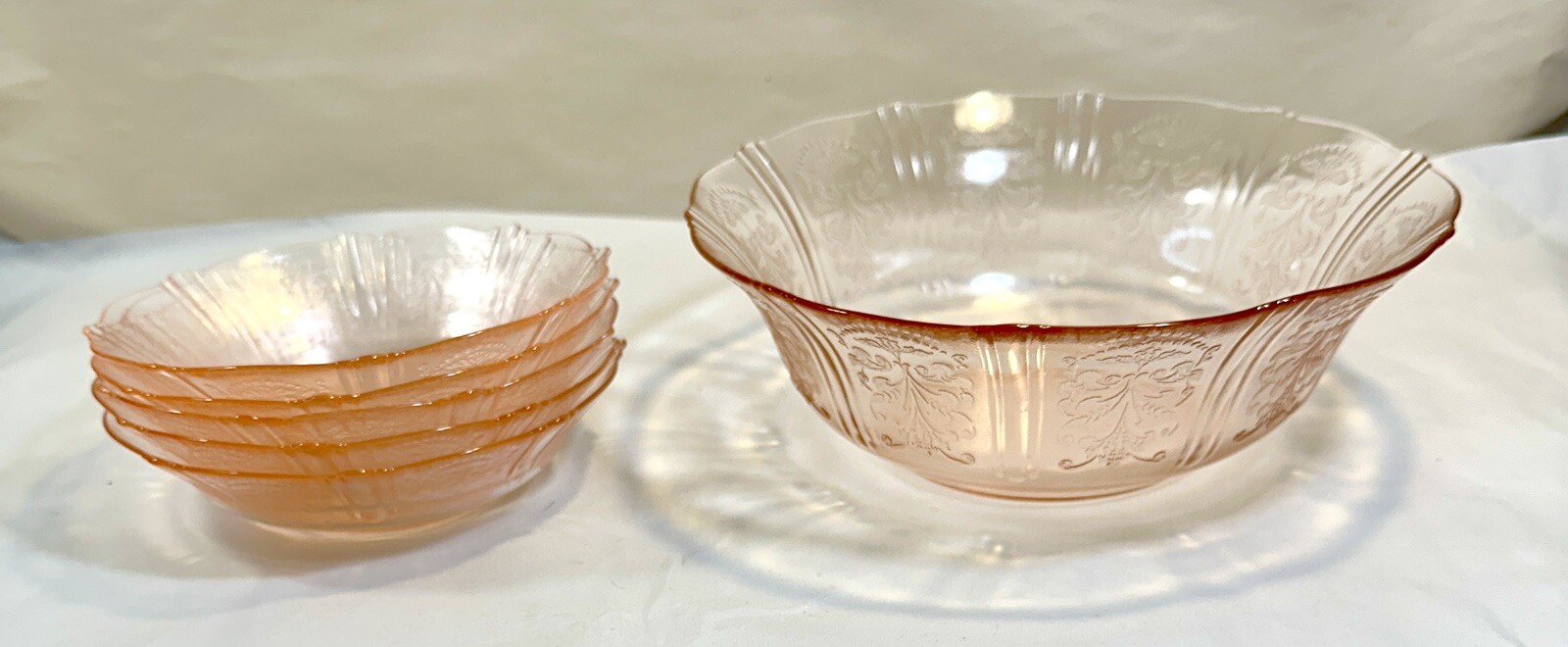 American Sweetheart Pink Depression Glass Berry Bowl Set 6 Pieces - Image 15