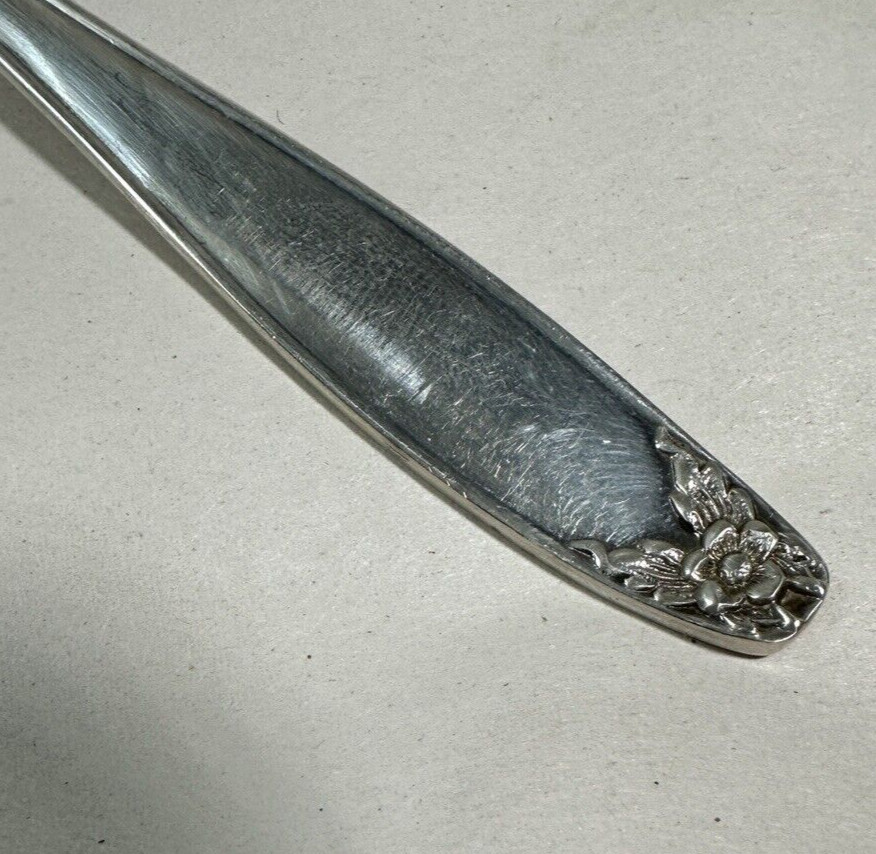 Vintage Stieff Forget Me Not 9" Silver Lettuce Fork - Puritan - 1940s - Image 1