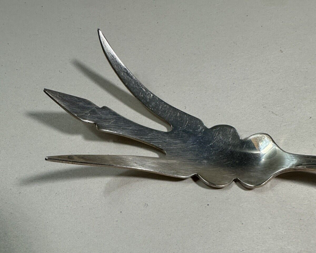 Vintage Stieff Forget Me Not 9" Silver Lettuce Fork - Puritan - 1940s - Image 2