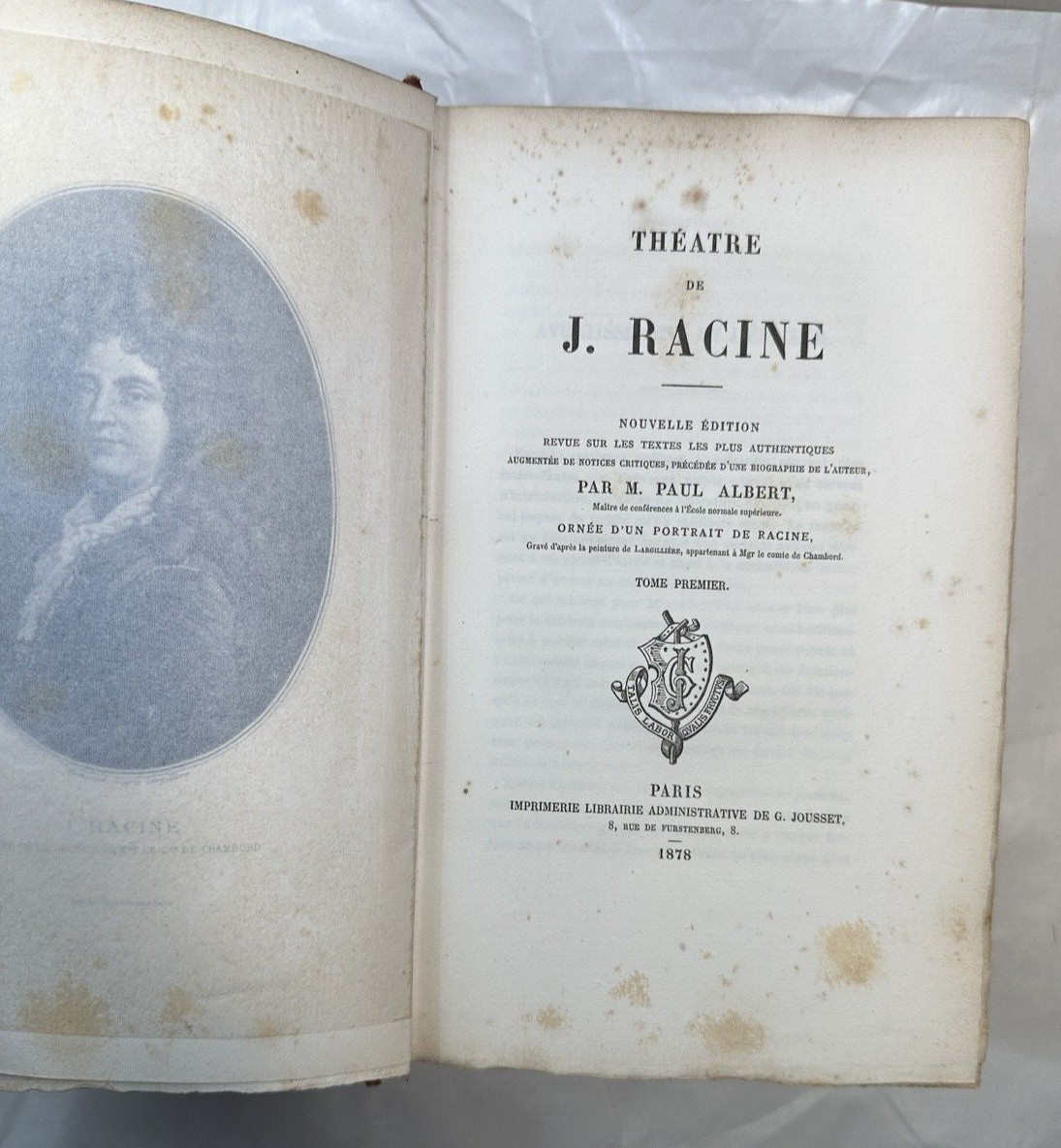 Théâtre de J. Racine:  Ornée d'un portrait de Racine - Complete in 2 Vols - 1878 - Image 3
