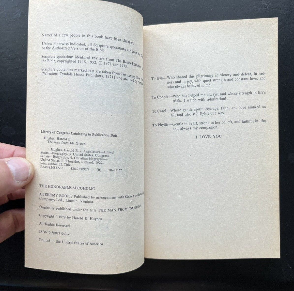 THE HONORABLE ALCOHOLIC By Harold E. Hughes - Jeremy Books, 1979 - Image 2