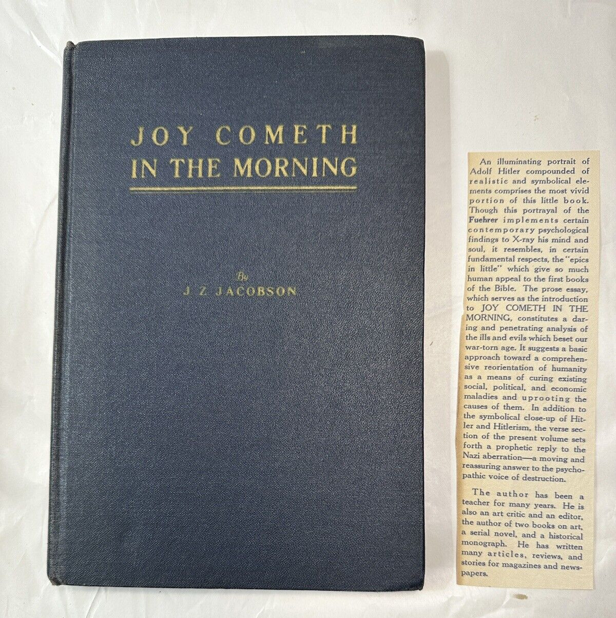 *SIGNED* Joy Cometh in the Morning by J. Z. Jacobson 1941 M. Ceshinski Hardcover