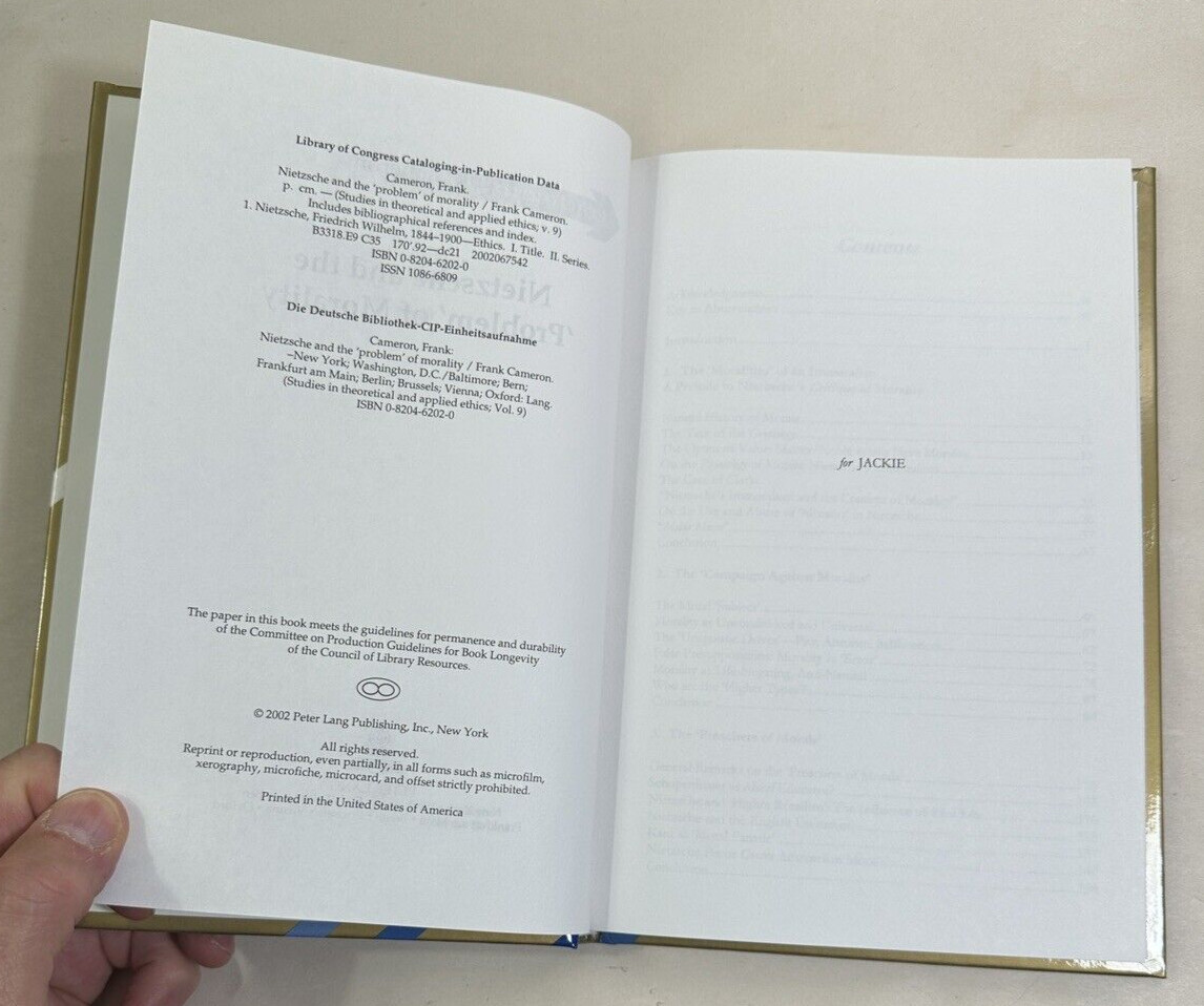 Nietzsche and the ‘Problem’ of Morality - Frank Cameron - HC - UNREAD COPY - Image 2