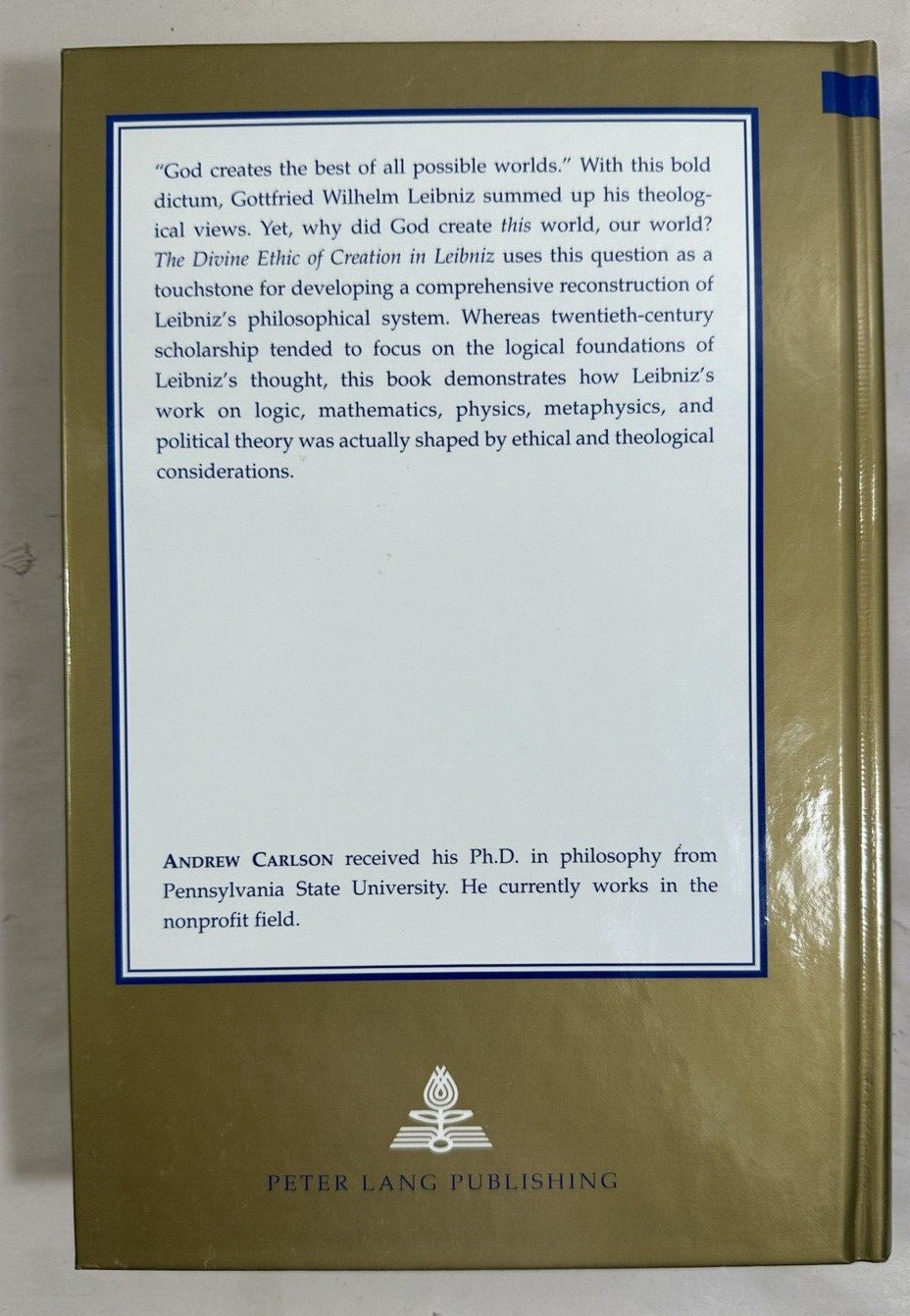 The Divine Ethic of Creation in Leibniz - Andrew Carlson, 2001 - HC - Immaculate - Image 7
