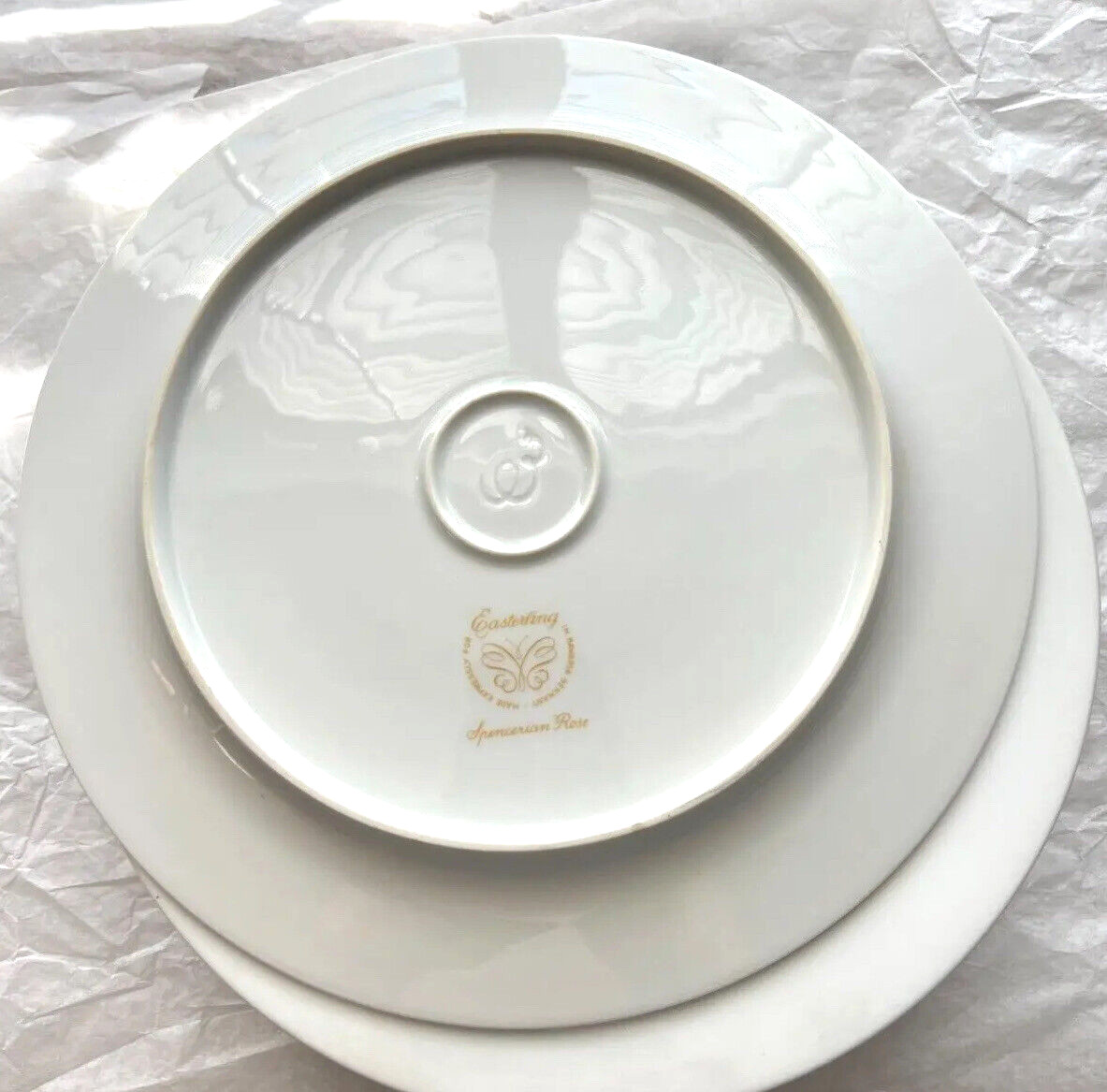 Set of 4 Easterling 10.5" Spencerian Rose Dinner Plates - Bavaria Germany MINT - Image 1