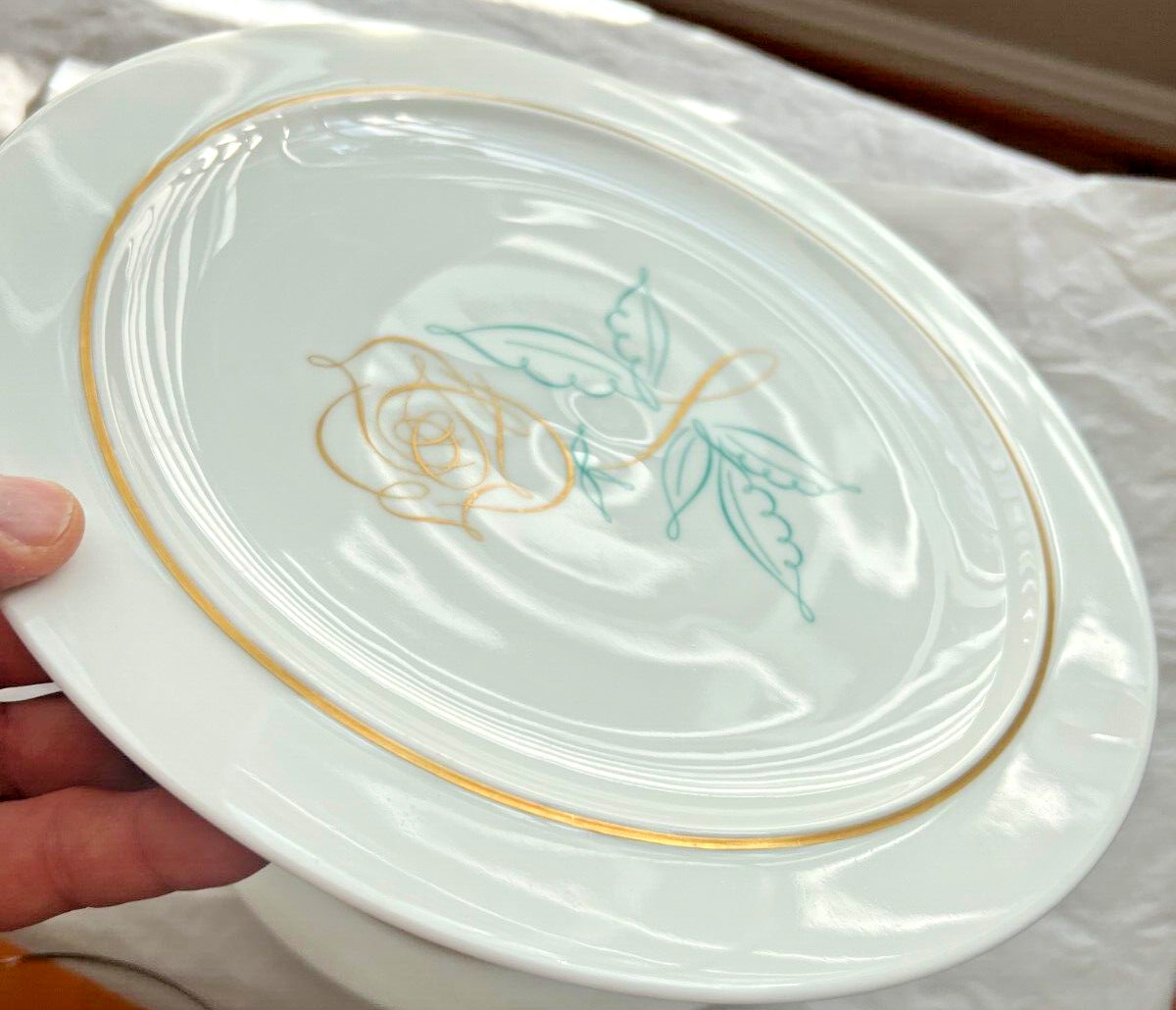 Set of 4 Easterling 10.5" Spencerian Rose Dinner Plates - Bavaria Germany MINT - Image 2