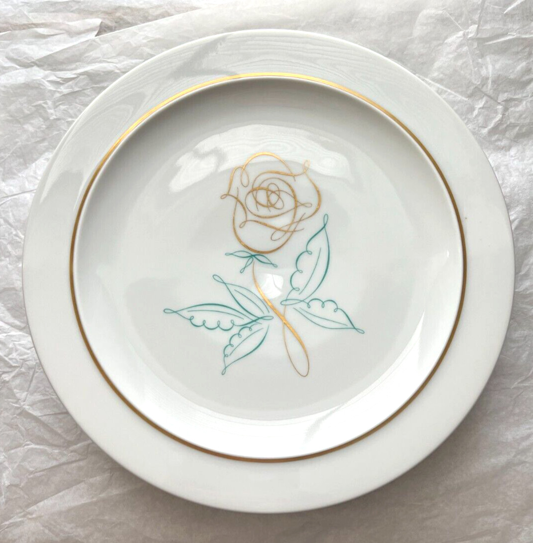 Set of 4 Easterling 10.5" Spencerian Rose Dinner Plates - Bavaria Germany MINT