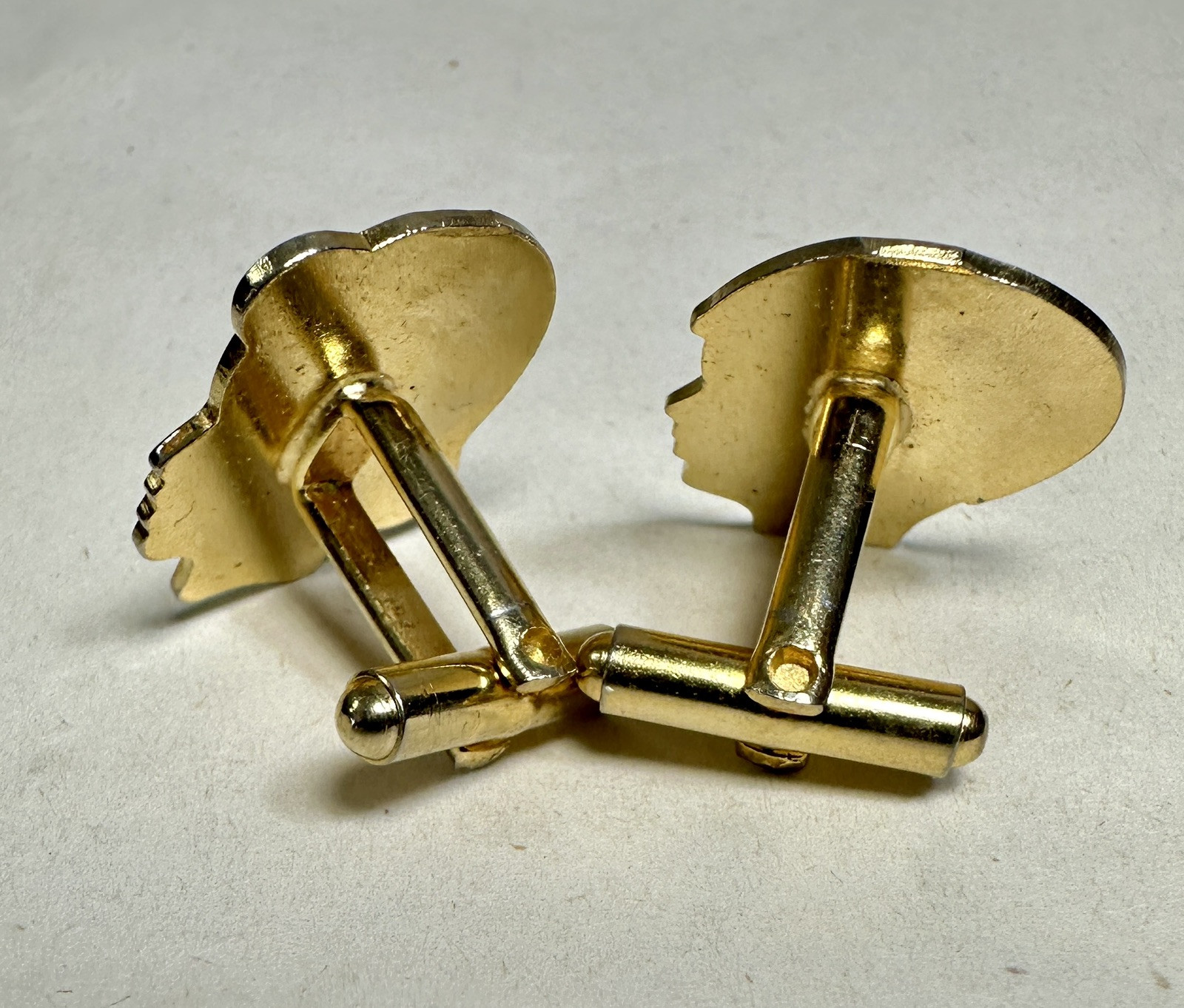 Vintage Men Cufflinks - Boy and Girl Profile -- 1960s - Image 1