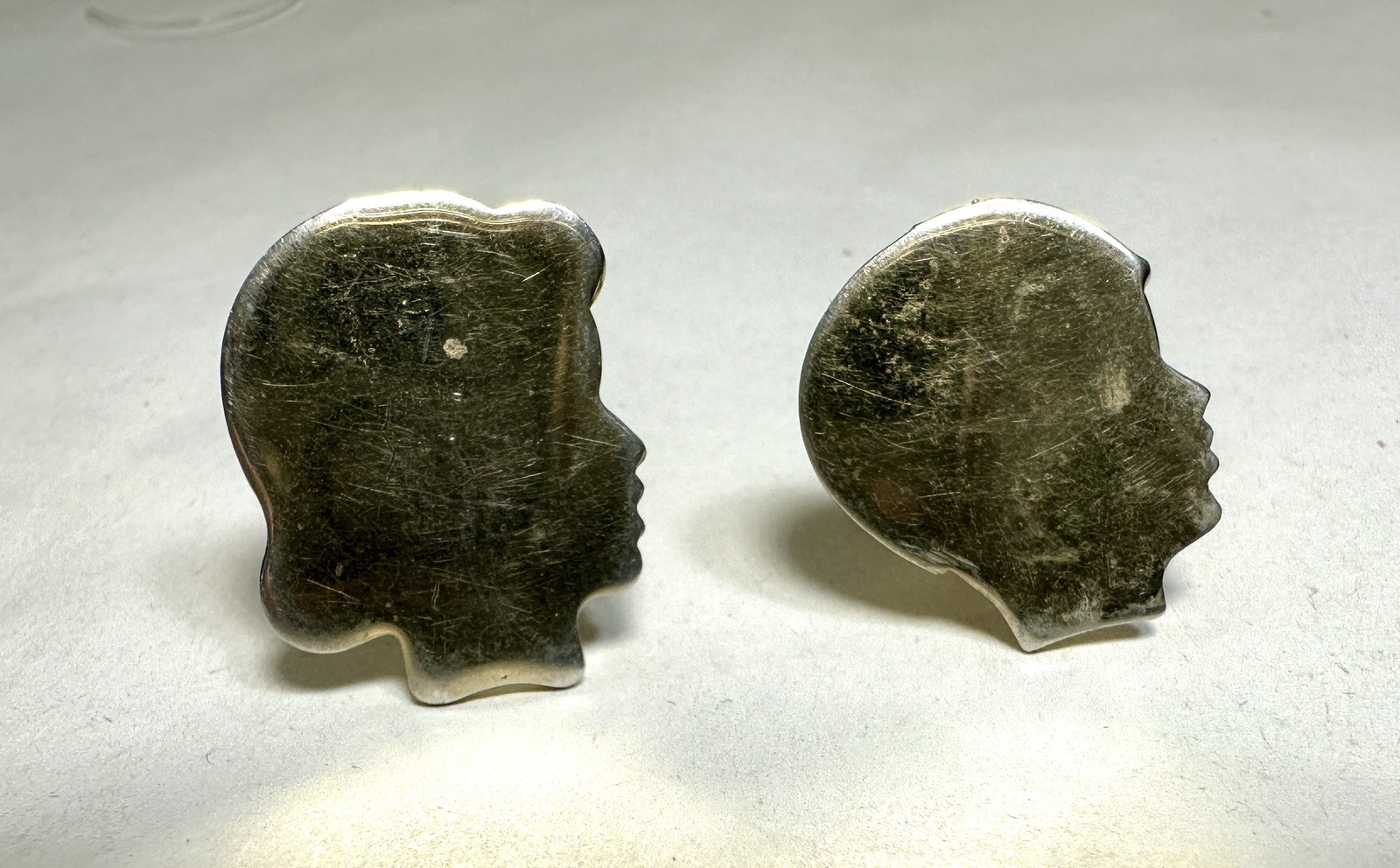Vintage Men Cufflinks - Boy and Girl Profile -- 1960s - Image 2