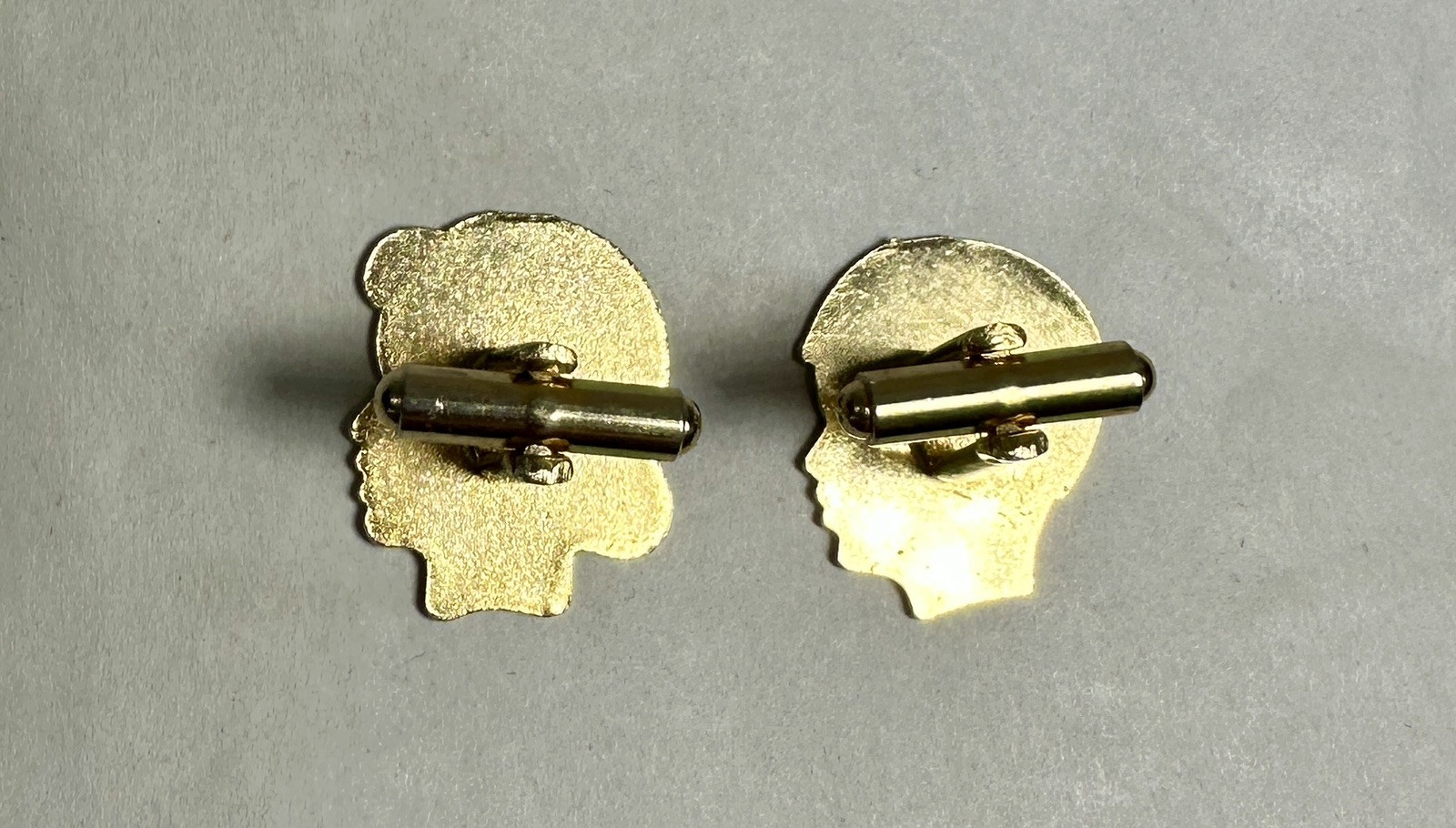 Vintage Men Cufflinks - Boy and Girl Profile -- 1960s - Image 3