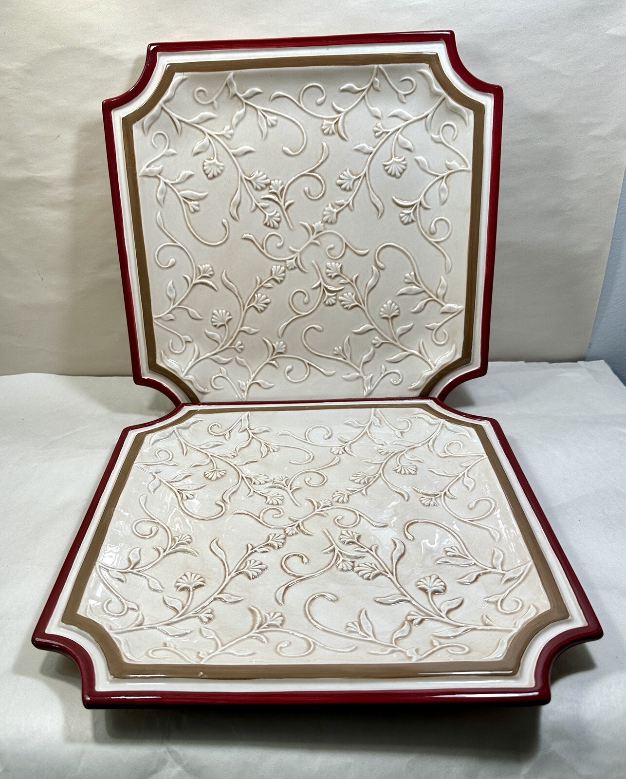 Two Square MWW Market Dinner Plates -- 11" -- Unboxed, Unused