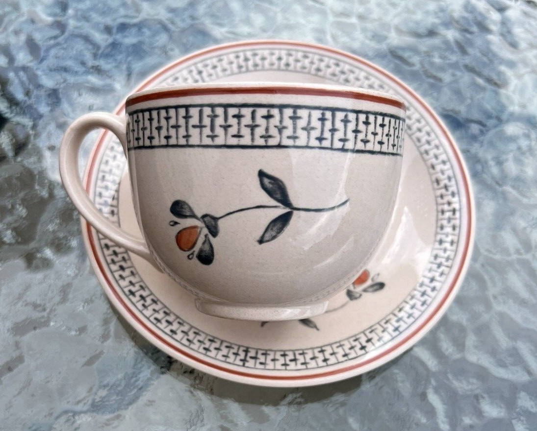 Eleven Johnson Brothers Zephyr Old Granite Ironstone Flat Tea Cups and Saucers - Image 2