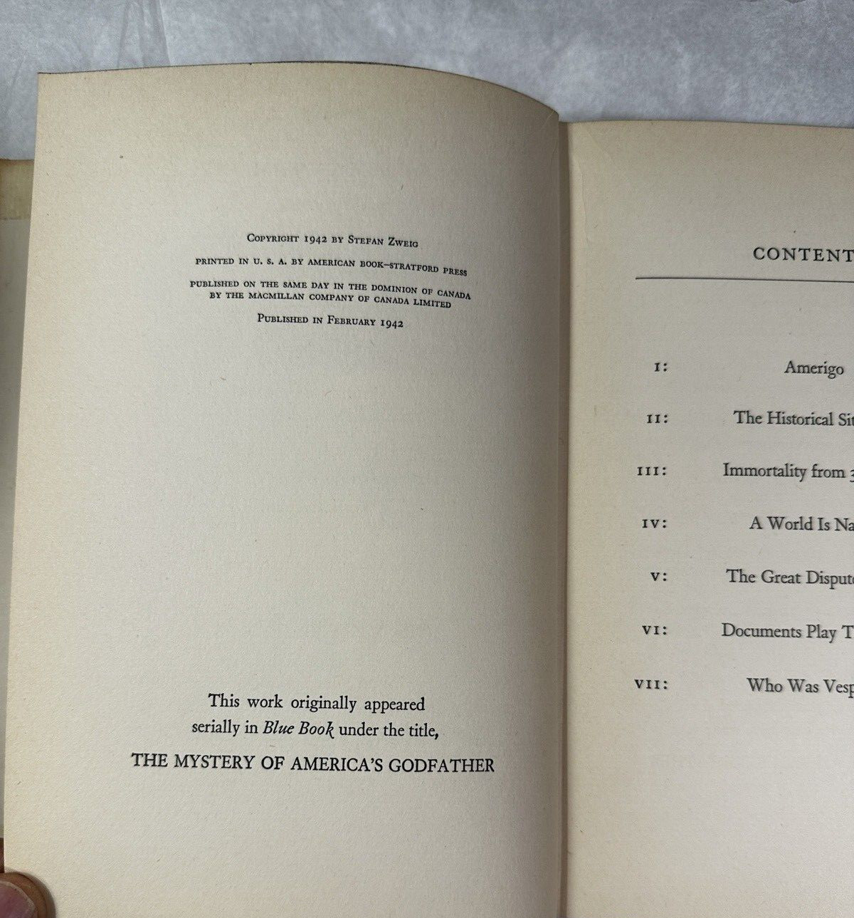 Stefan Zweig AMERIGO A Comedy of Errors in History 1st Edition 1st Printing 1942 - Image 5